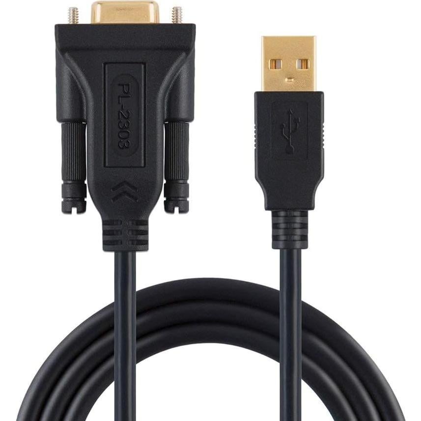 Adaptador USB a RS232 CableCreation 2m Chipset PL2303 Negro