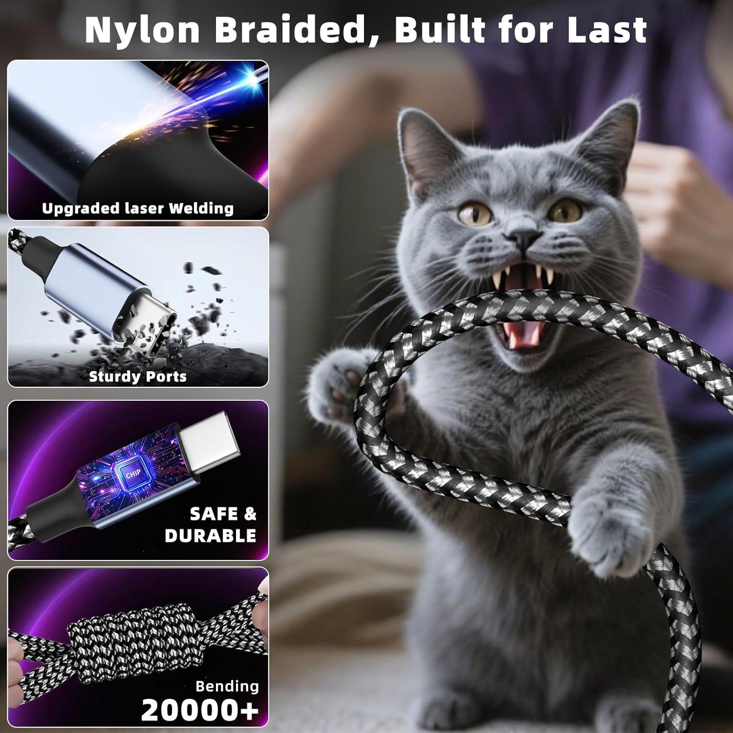 Cable de Carga Múltiple 4 en 1 Jogrytece 1.52m USB-C/iPhone/Micro