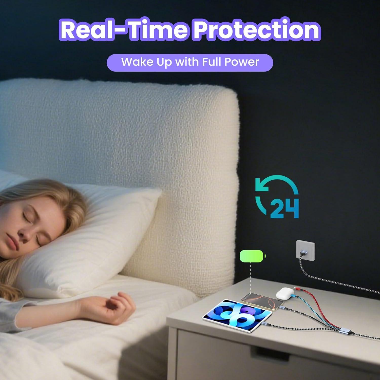 Cable de Carga Múltiple 4 en 1 Jogrytece 1.52m USB-C/iPhone/Micro