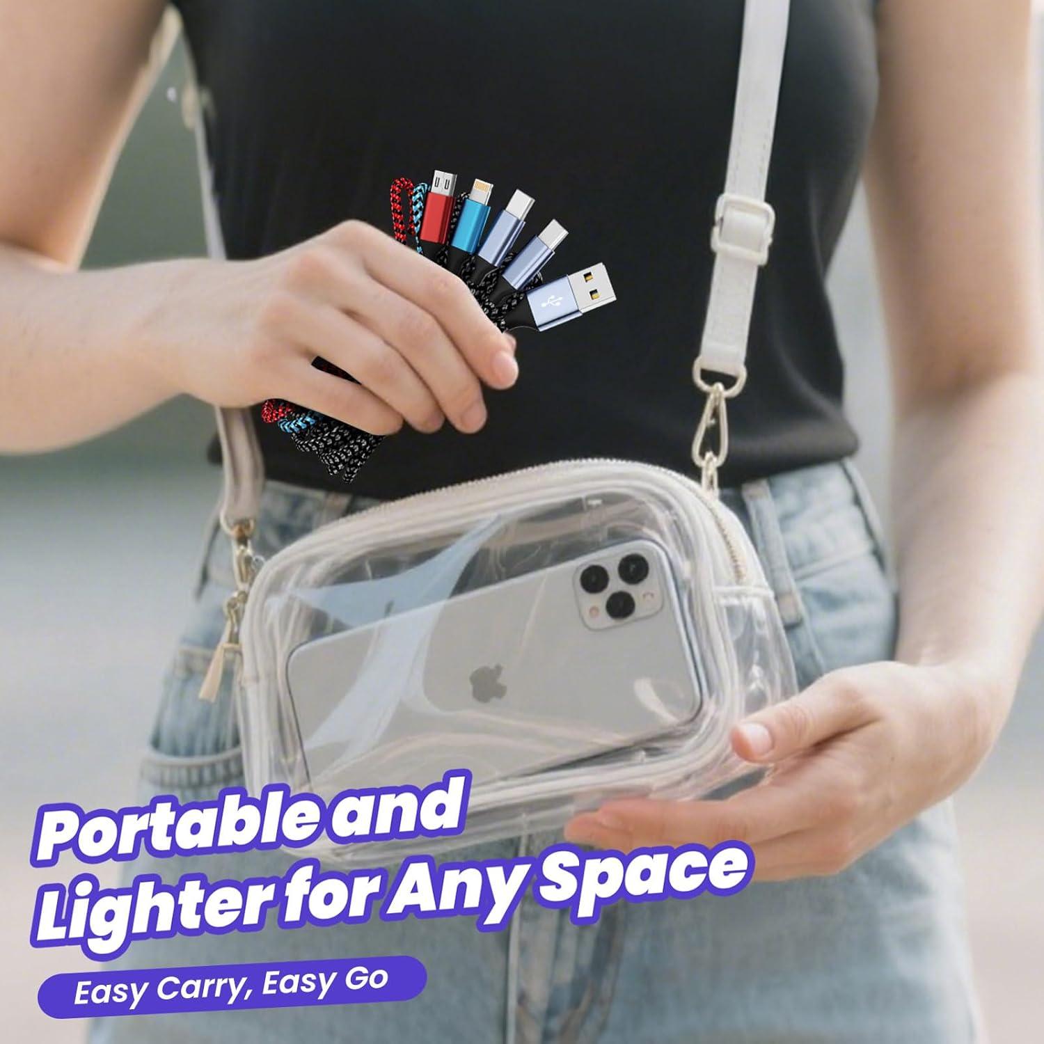 Cable de Carga Múltiple 4 en 1 Jogrytece 1.52m USB-C/iPhone/Micro