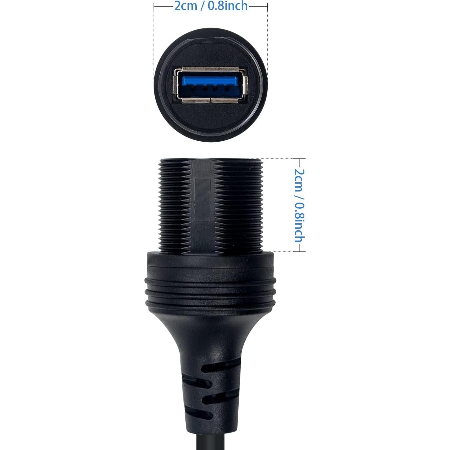 Cable de Montaje Flush USB 3.0 Duttek 30cm para Vehículos
