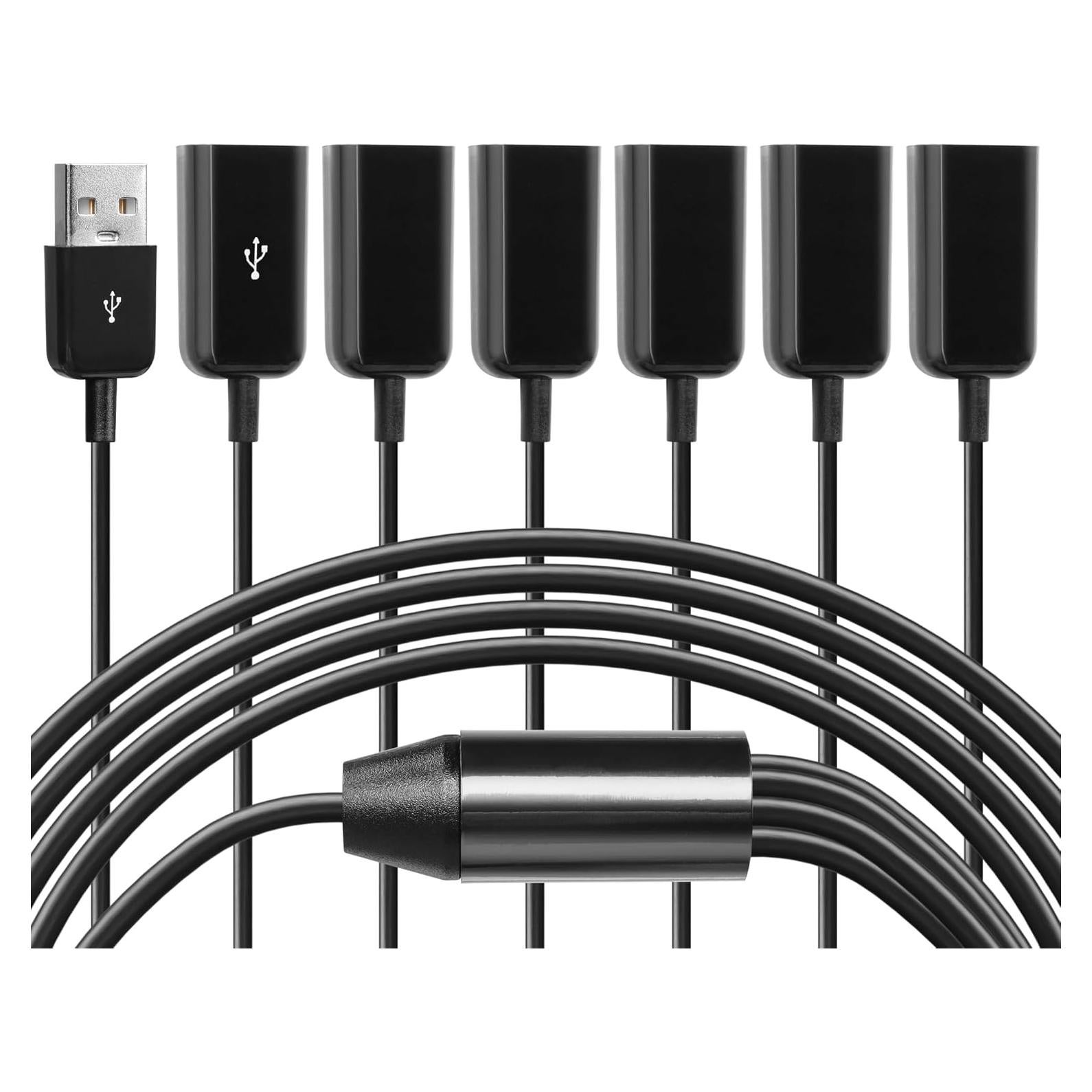 Cable Divisor USB 2.0 CERRXIAN 1 a 6 Hembras 0.5m