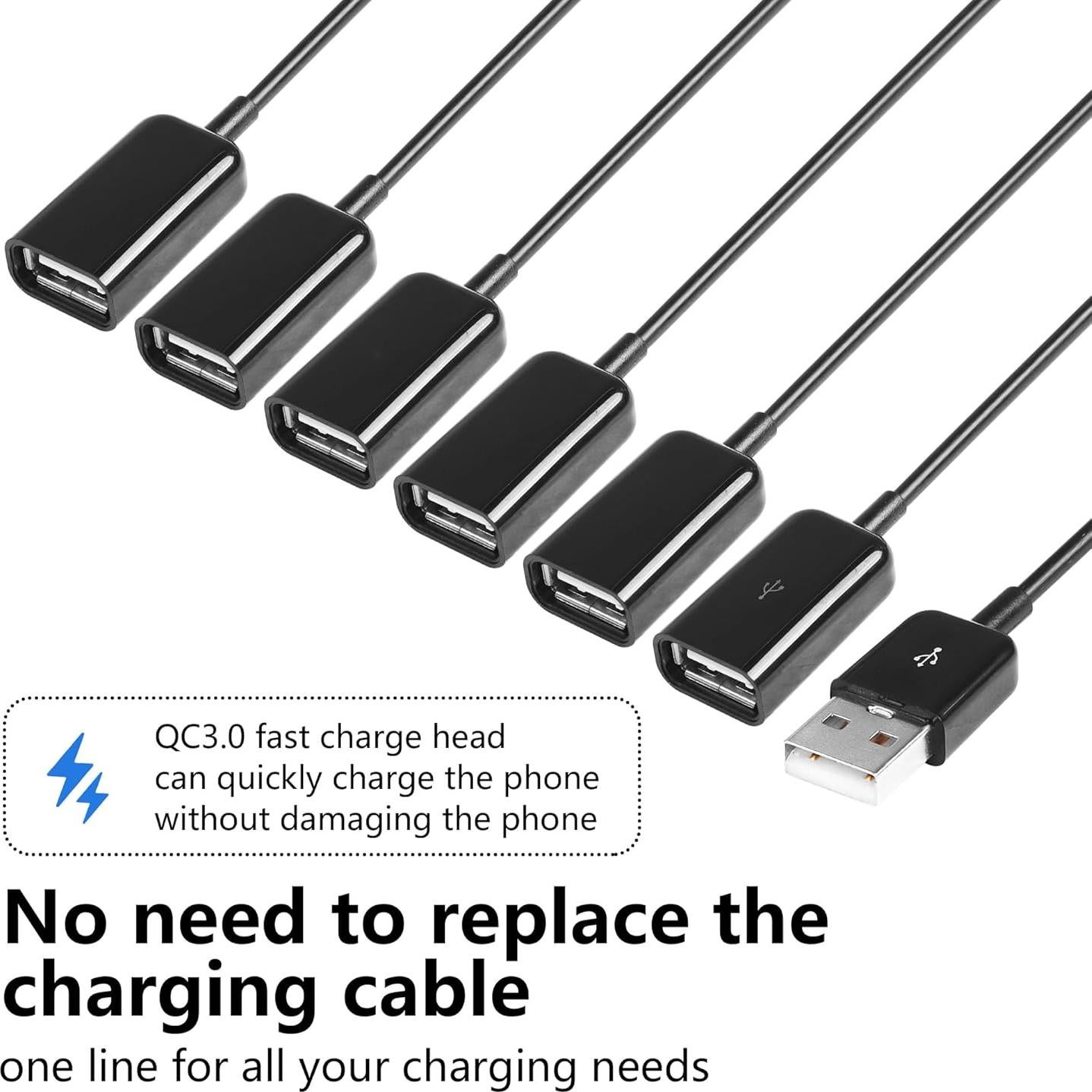 Cable Divisor USB 2.0 CERRXIAN 1 a 6 Hembras 0.5m