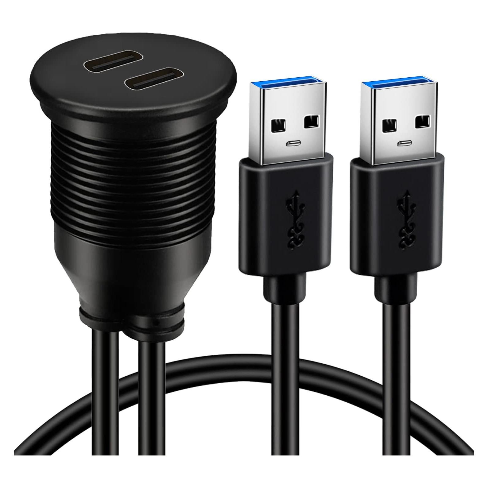 Cable de Montaje en Panel USB 3.0 BATIGE 0.91m 2 Puertos Tipo C