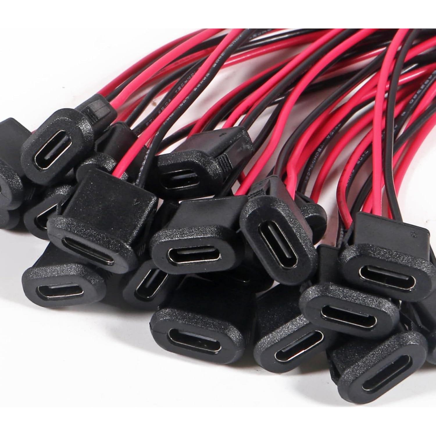 20 Conectores Hembra Tipo-C Impermeables 3A Coliao