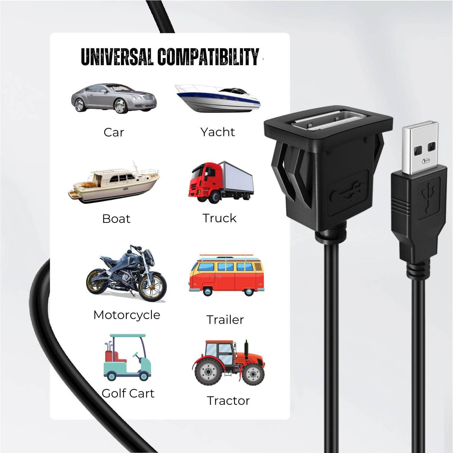 Cable USB de Montaje Empotrado TNP 1 Puerto Doble 0.91M