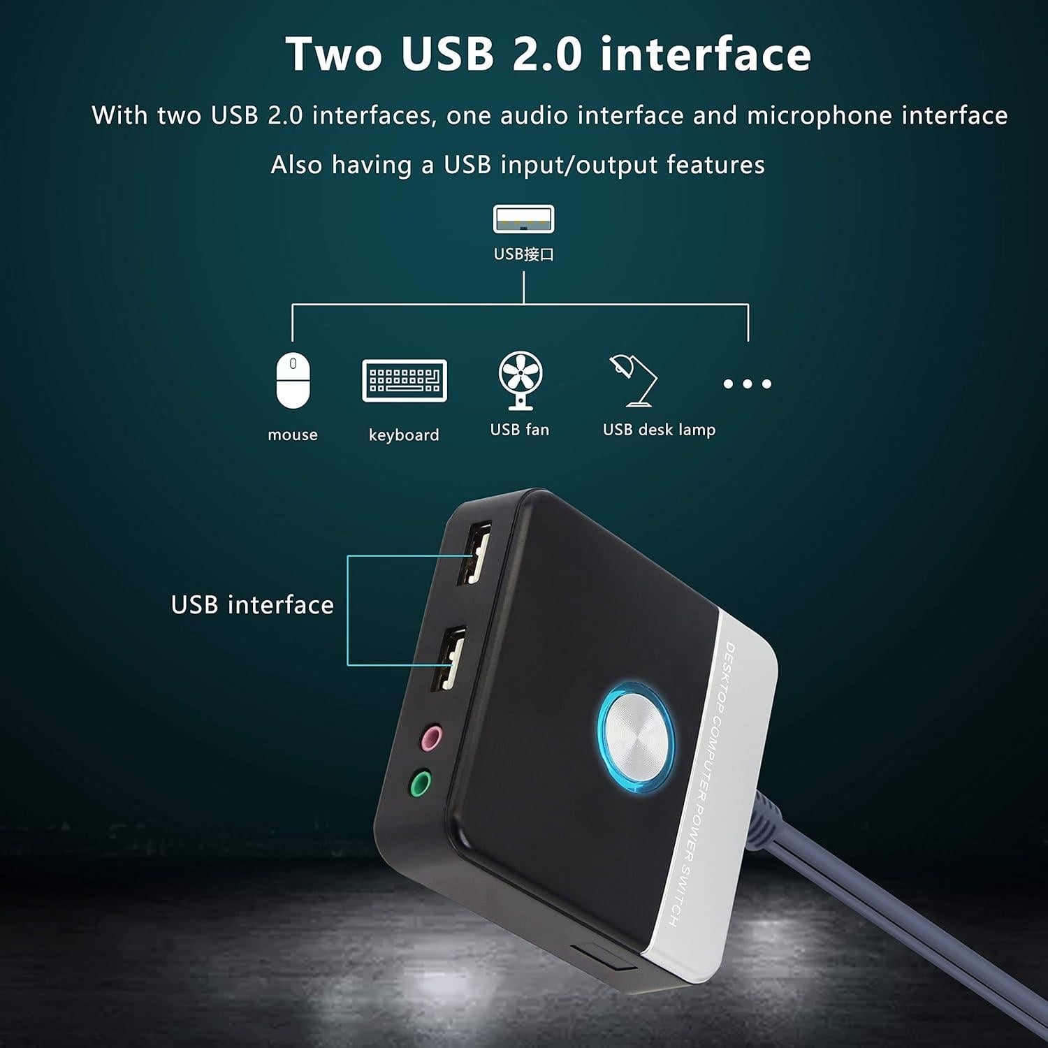 Interruptor de Escritorio GELRHONR con Puertos USB y Audio