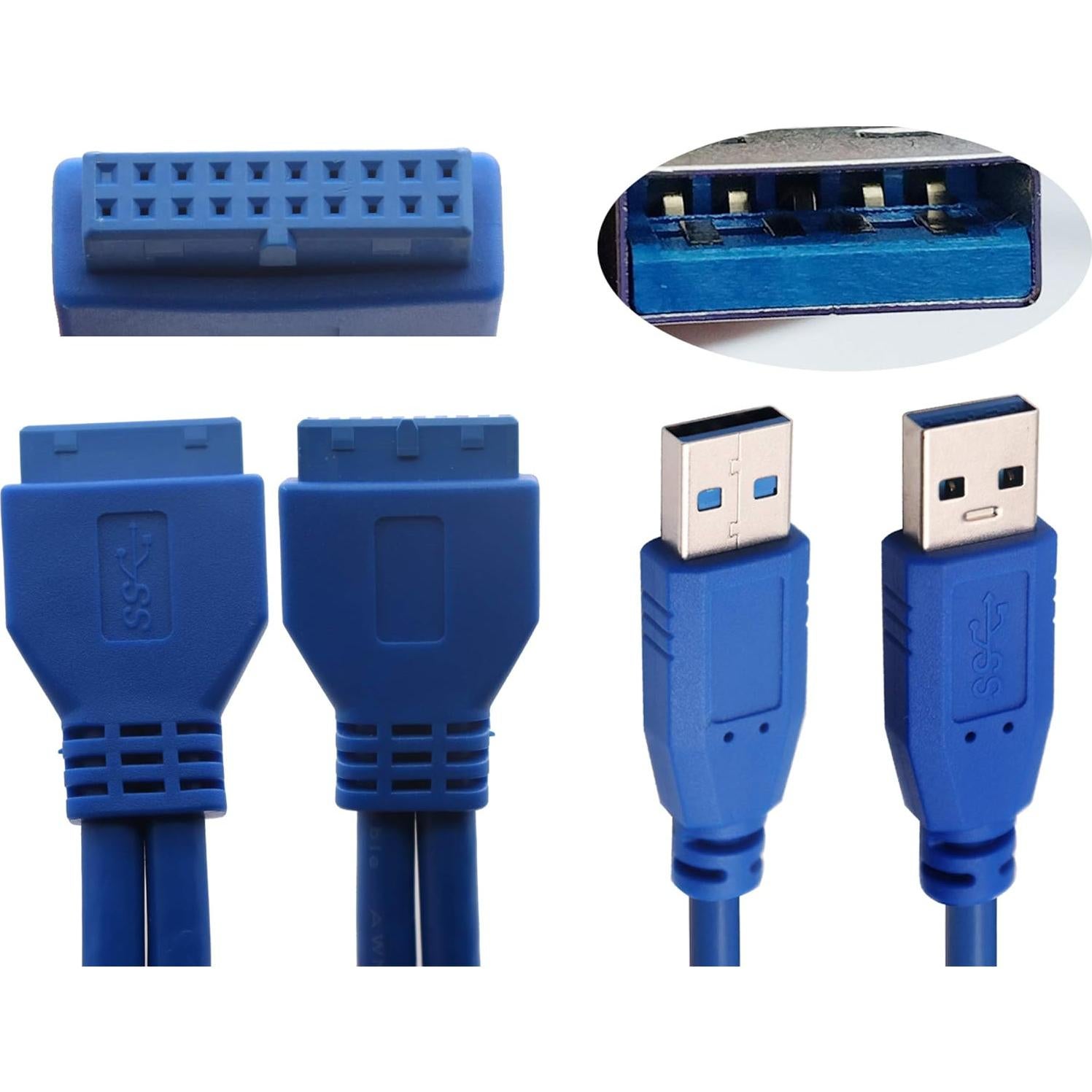Adaptador USB 3.0 A macho a 20 pines para placa base 30cm AAOTOKK