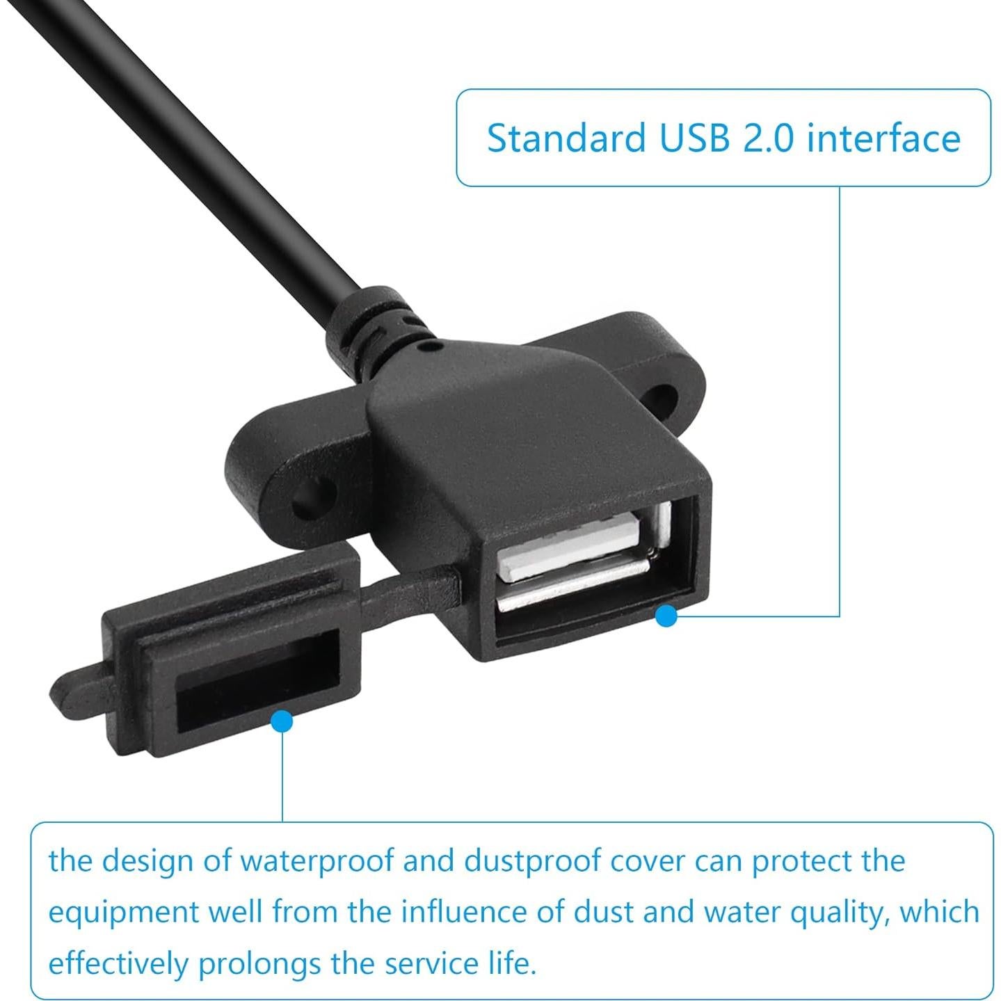 Cable de Alimentación USB Femenino RIIEYOCA 30cm 2Pin DIY