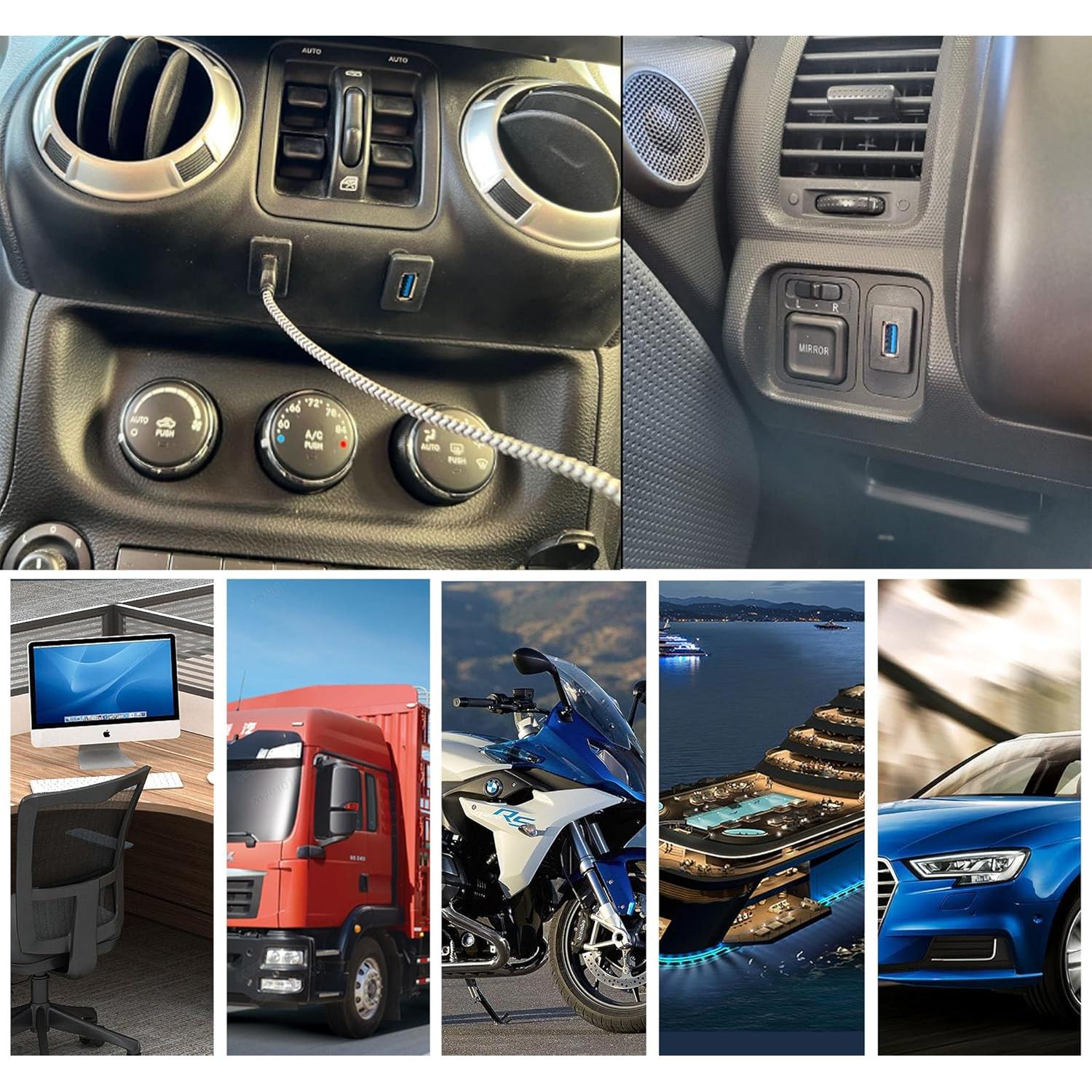 Cable de Panel USB 3.0 HCFeng 1m Negro para Vehículos