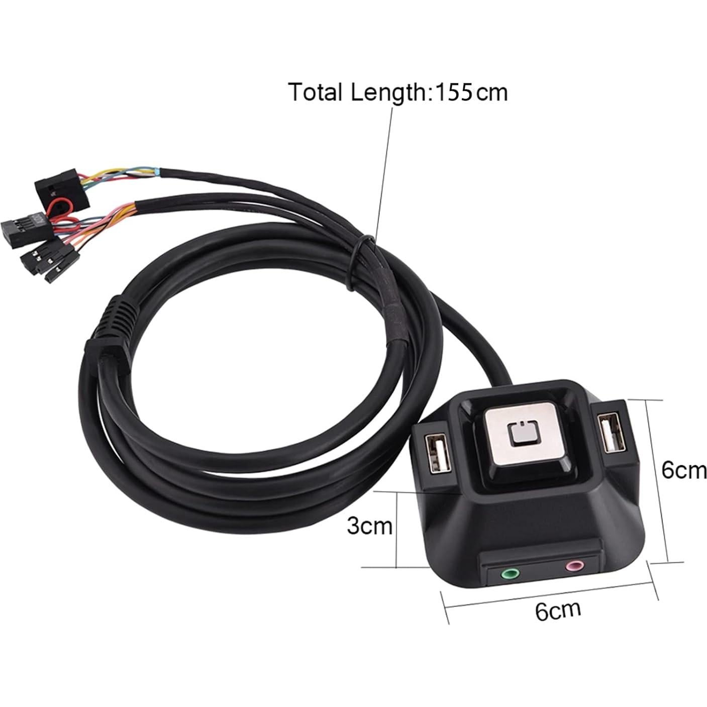 Interruptor de PC de escritorio SYH&AQYE, 1.55m, 2 USB, Audio