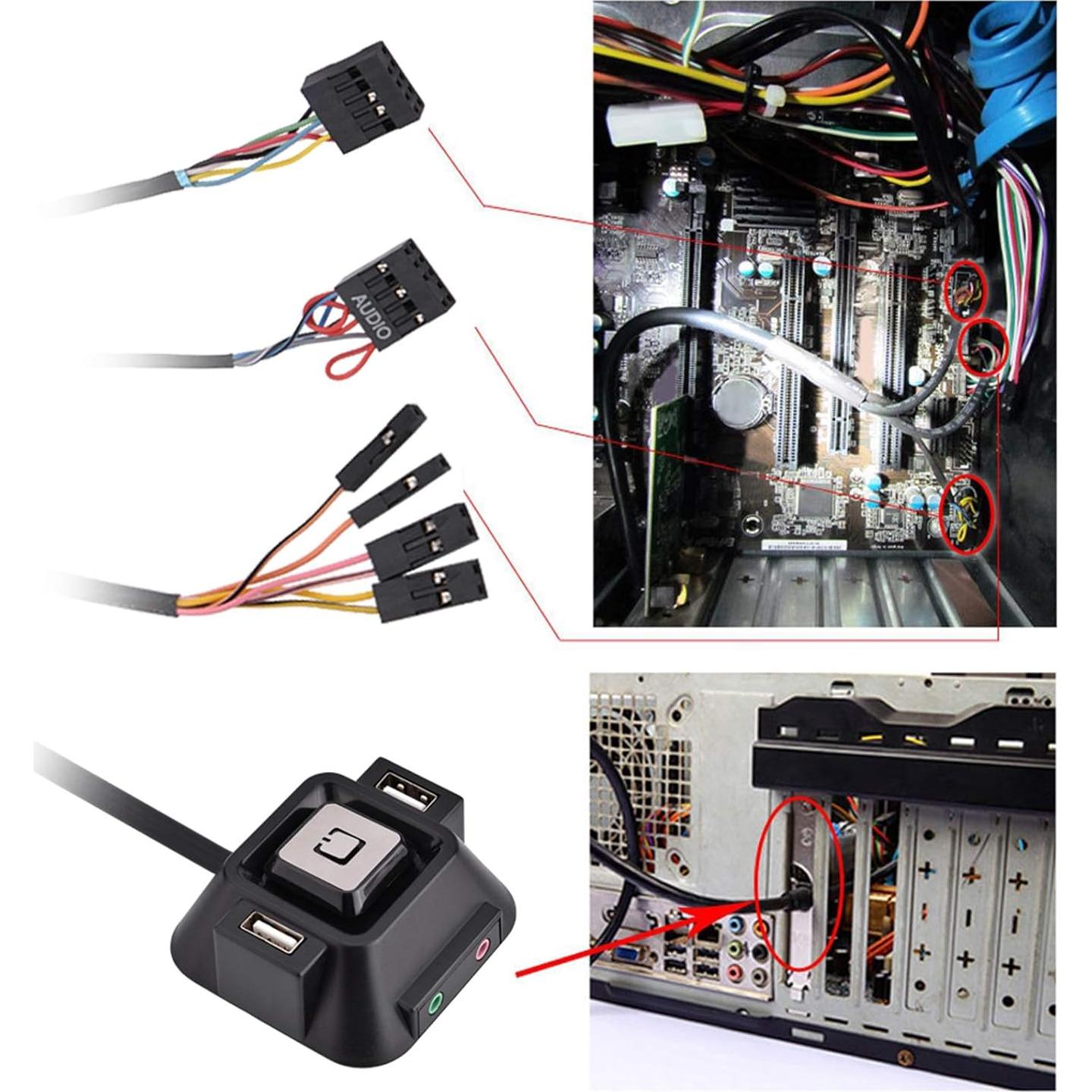 Interruptor de PC de escritorio SYH&AQYE, 1.55m, 2 USB, Audio