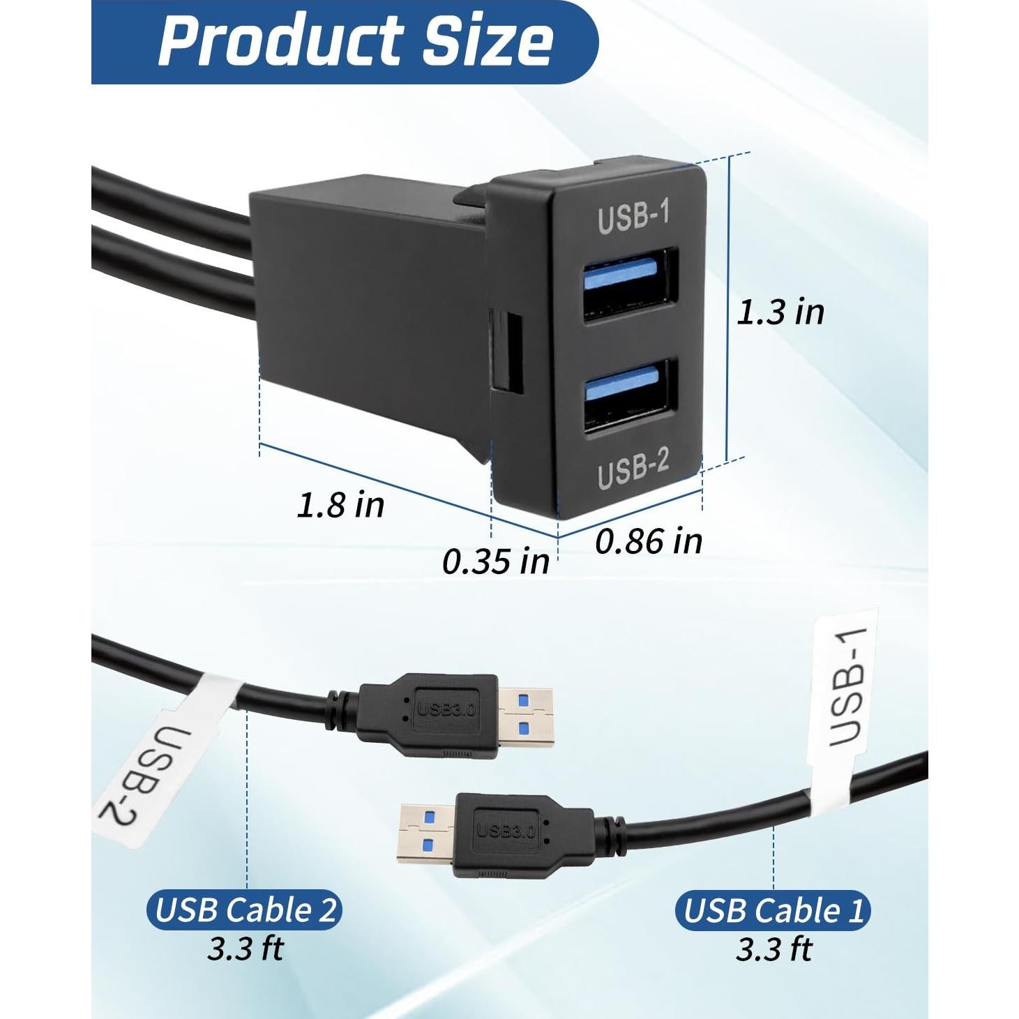 Cable de Extensión USB 3.0 Wujexuhe 1M para Automóvil Toyota