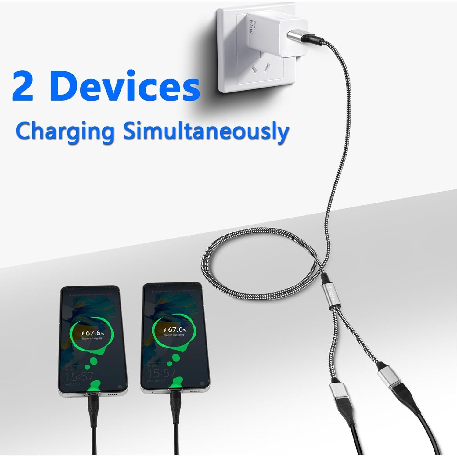 Divisor USB 2.0 GELRHONR Macho a 2 Hembras 1M Carga y Datos