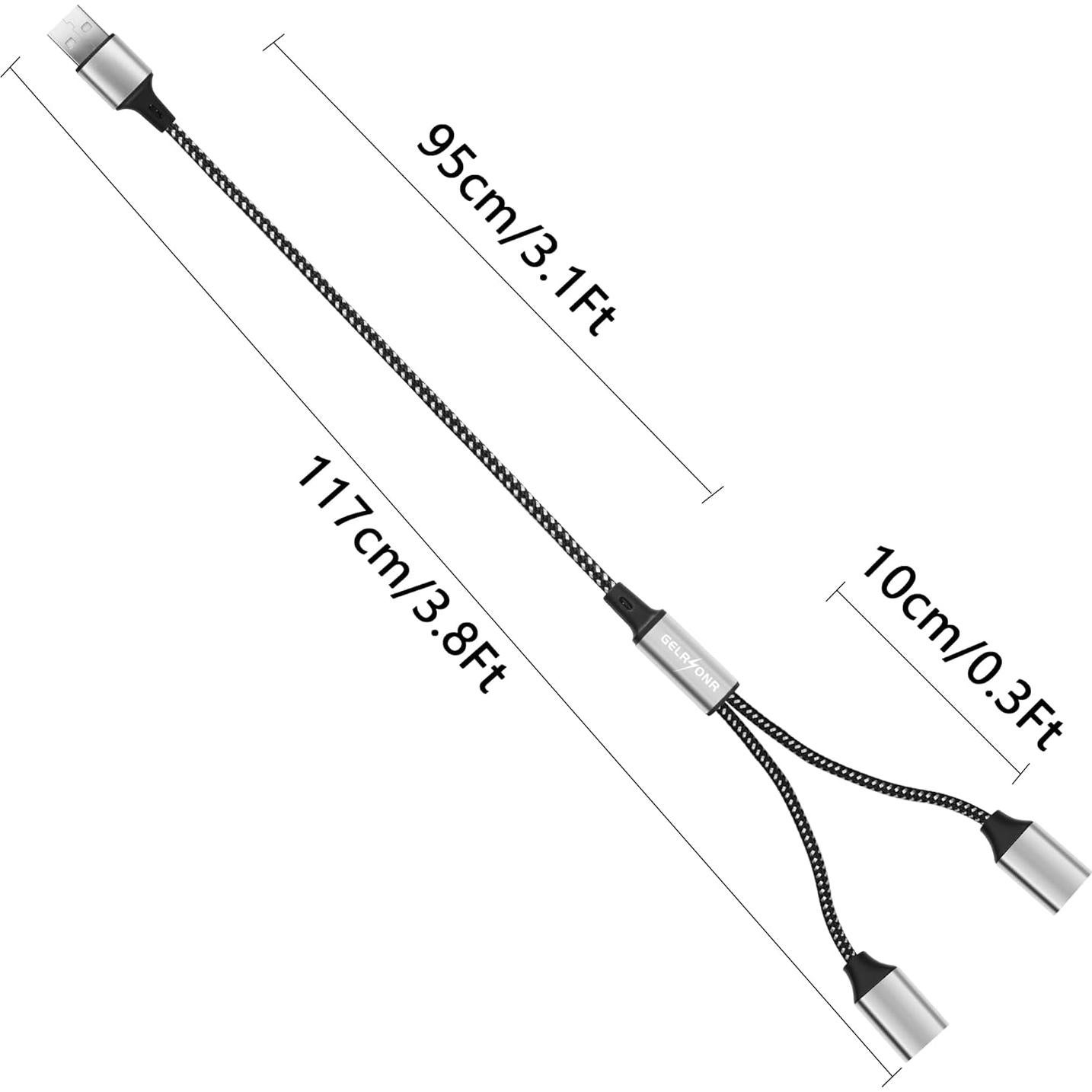 Divisor USB 2.0 GELRHONR Macho a 2 Hembras 1M Carga y Datos
