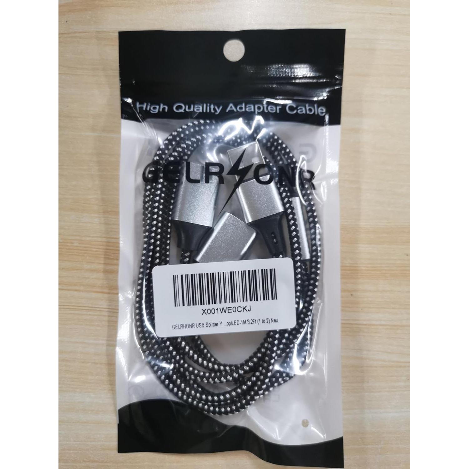 Divisor USB 2.0 GELRHONR Macho a 2 Hembras 1M Carga y Datos