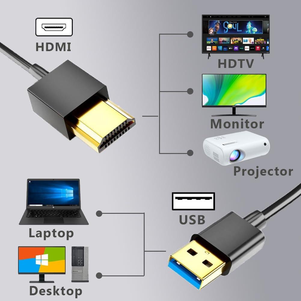 Adaptador USB a HDMI Znoogrn 2M para TV y Proyector