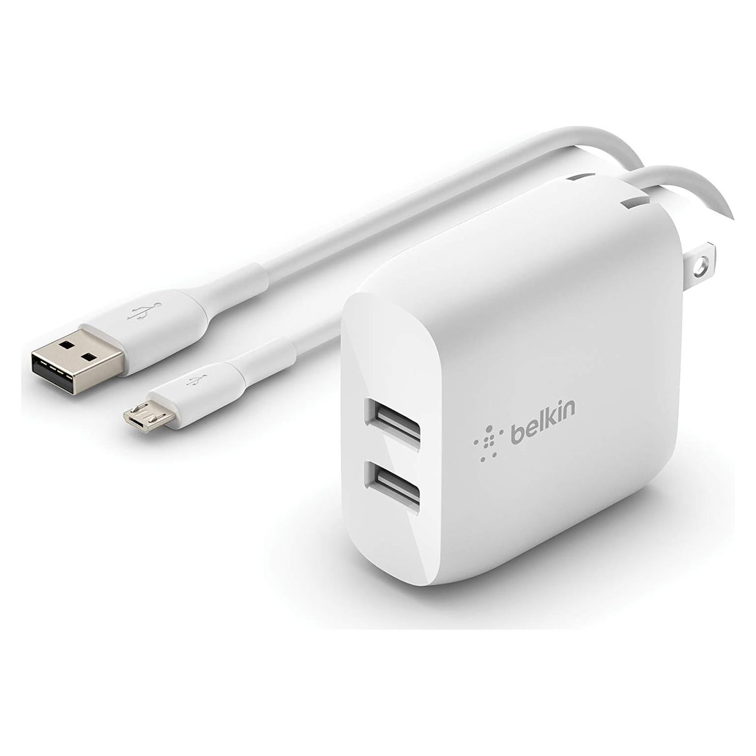 Cargador de Pared USB Doble Belkin 24W con Cable Micro USB