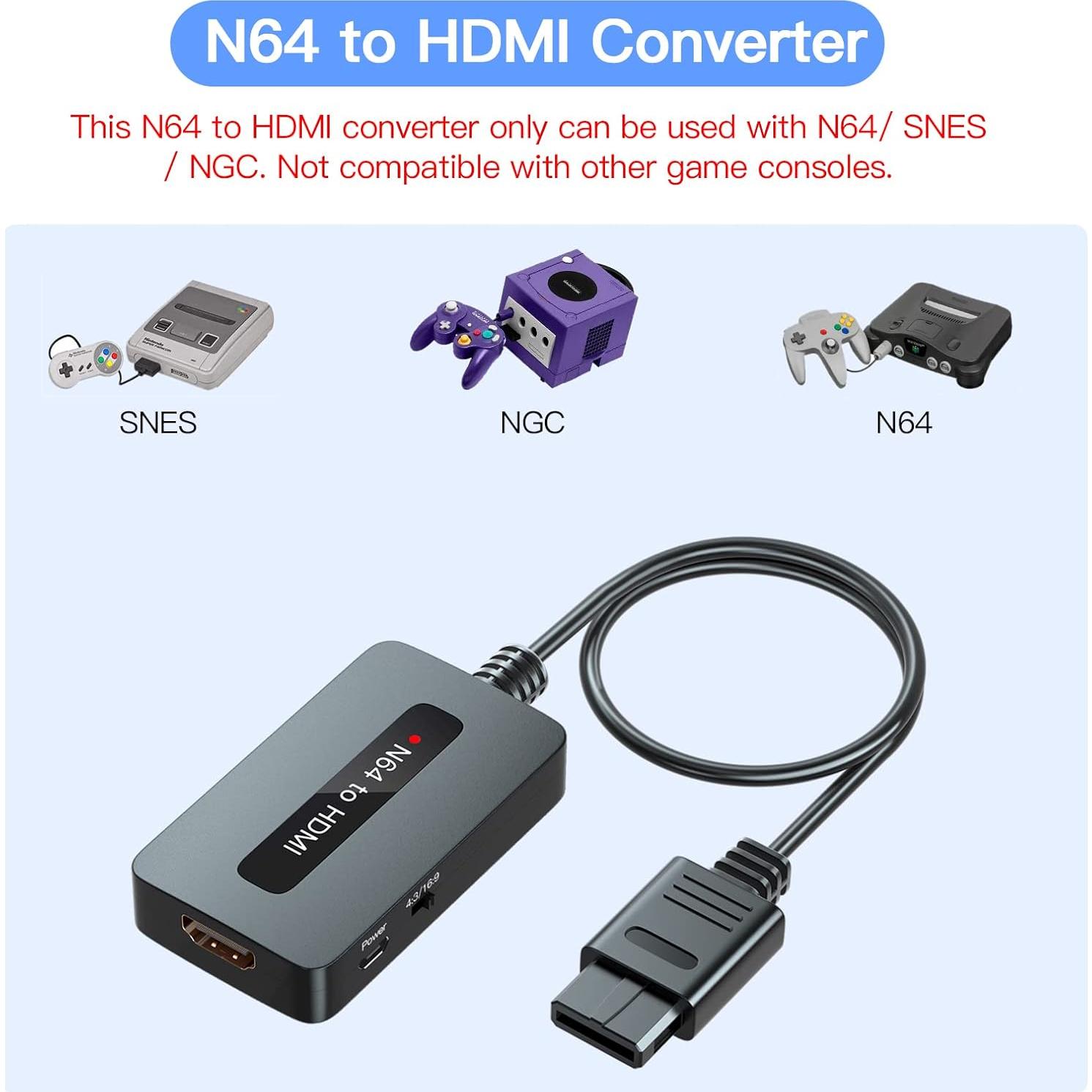 Convertidor HDMI para Nintendo 64 Sedytetoc - Soporta 4:3 y 16:9