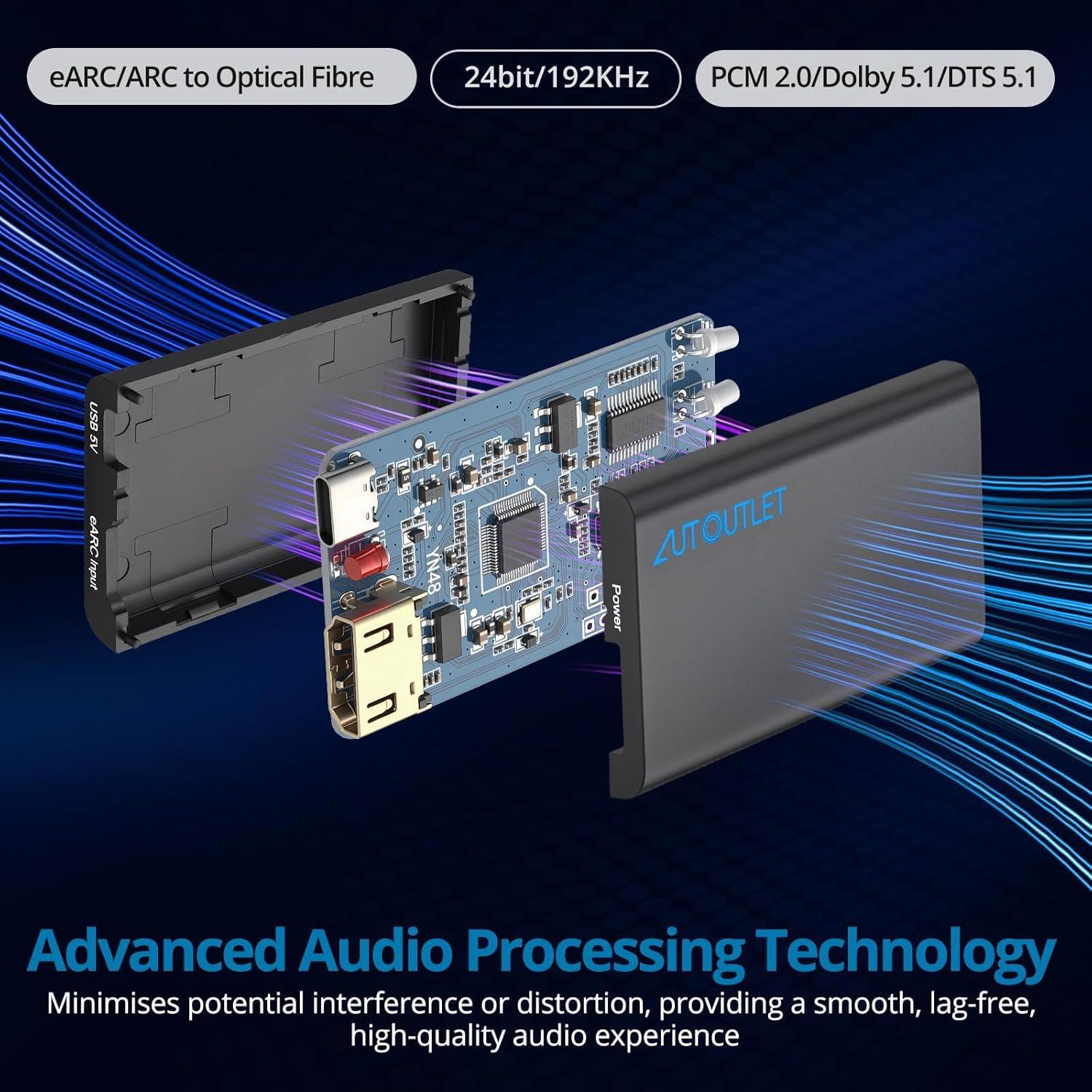 Adaptador HDMI eARC a Óptico AUTOUTLET - 192KHz, Dolby 5.1