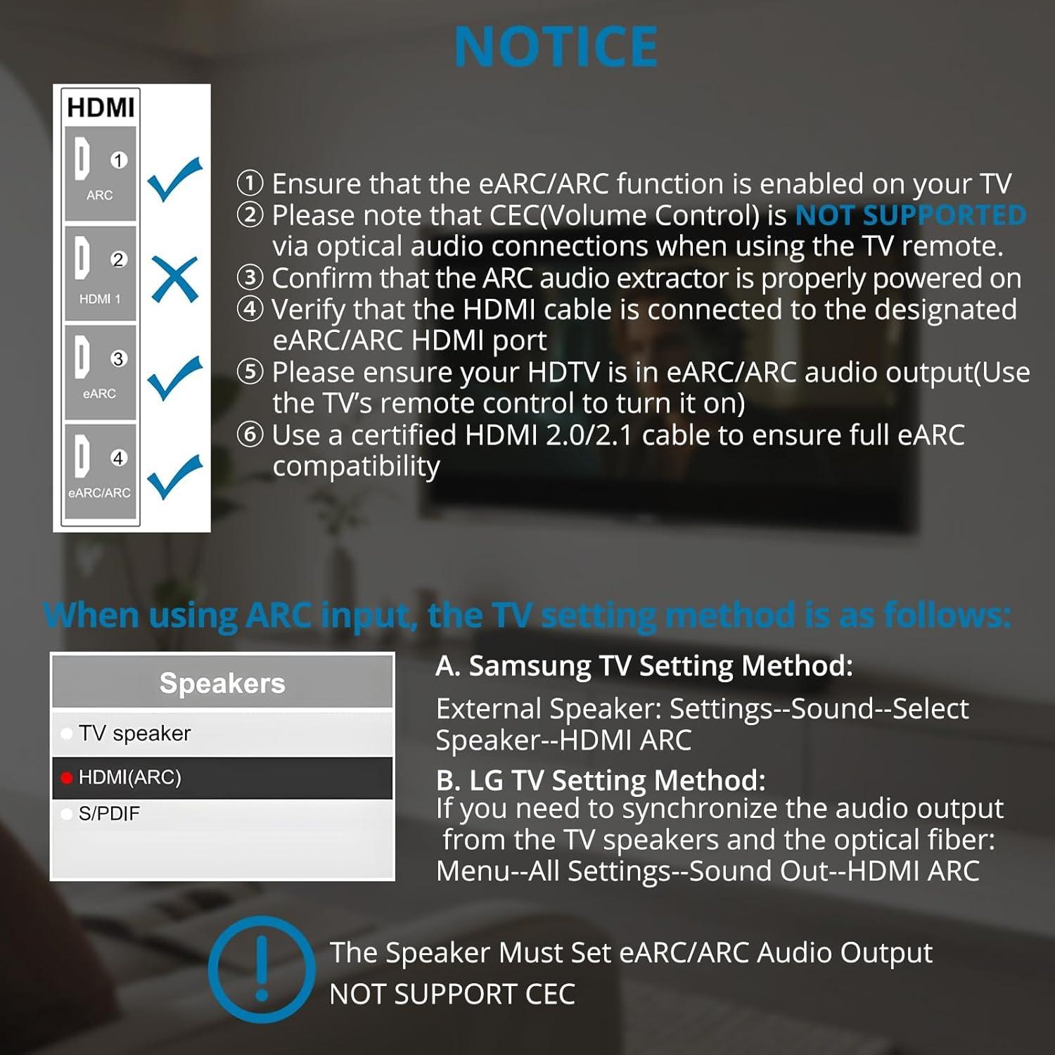 Adaptador HDMI eARC a Óptico AUTOUTLET - 192KHz, Dolby 5.1