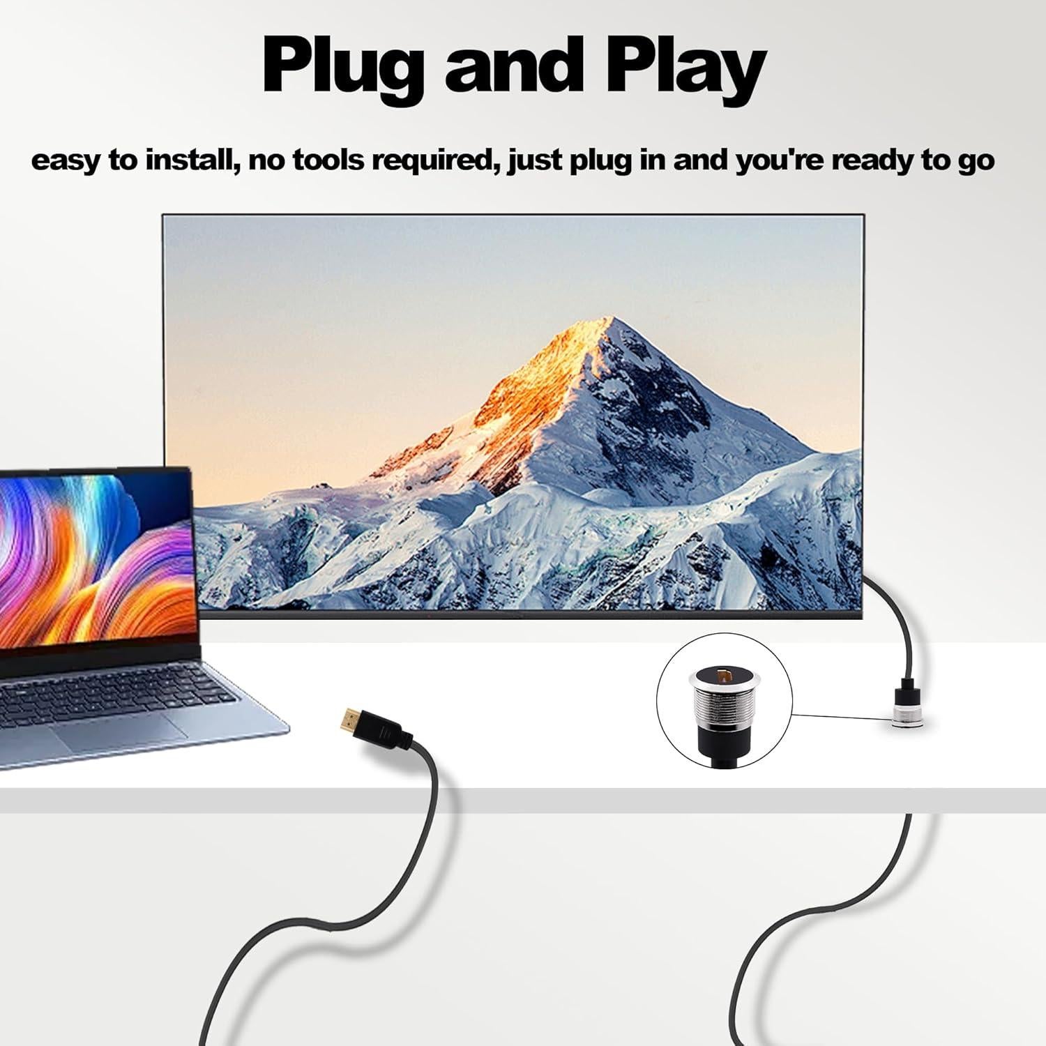 Cable HDMI de Montaje en Panel 1M HUAXU - Extensión Macho a Hembra