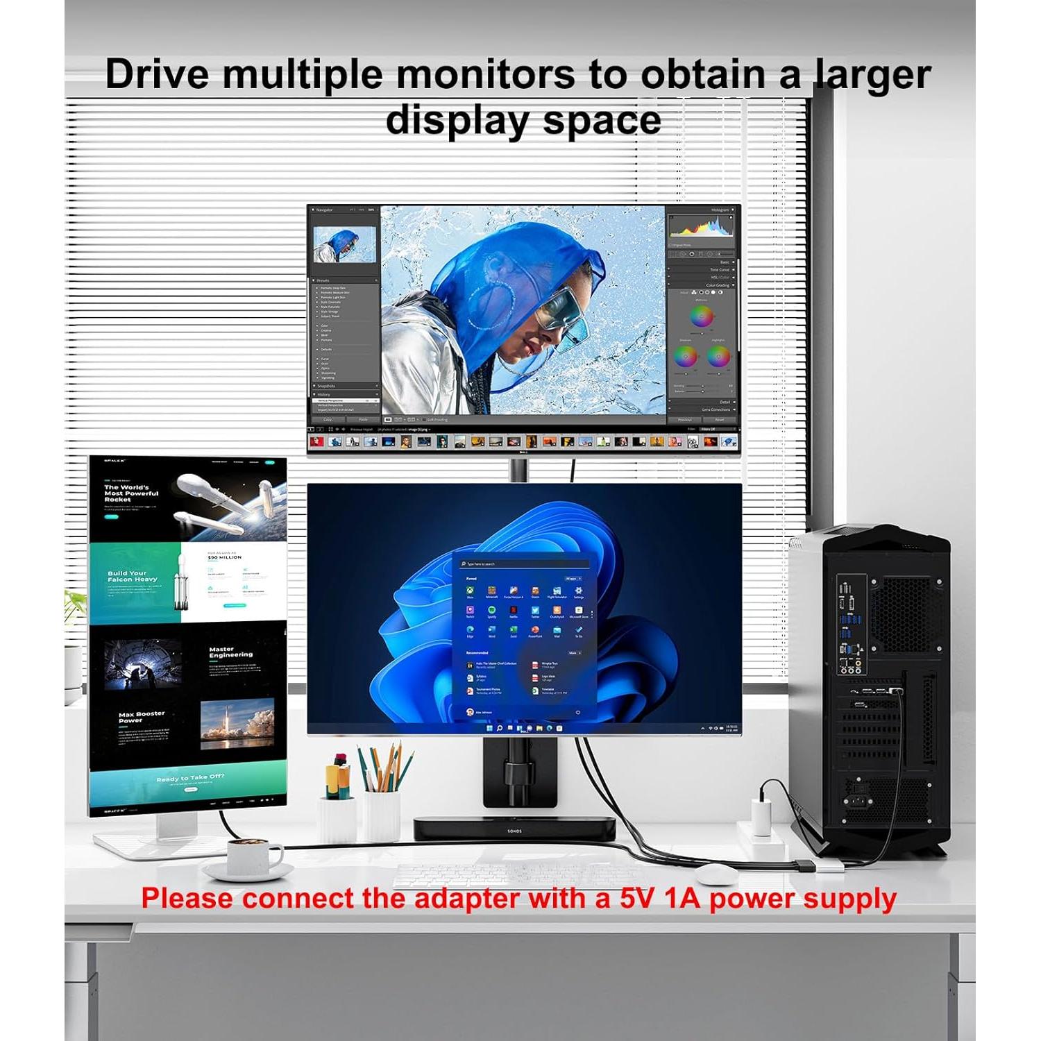 Divisor DisplayPort a 3 HDMI THANDBLE 4K@60Hz MST Hub
