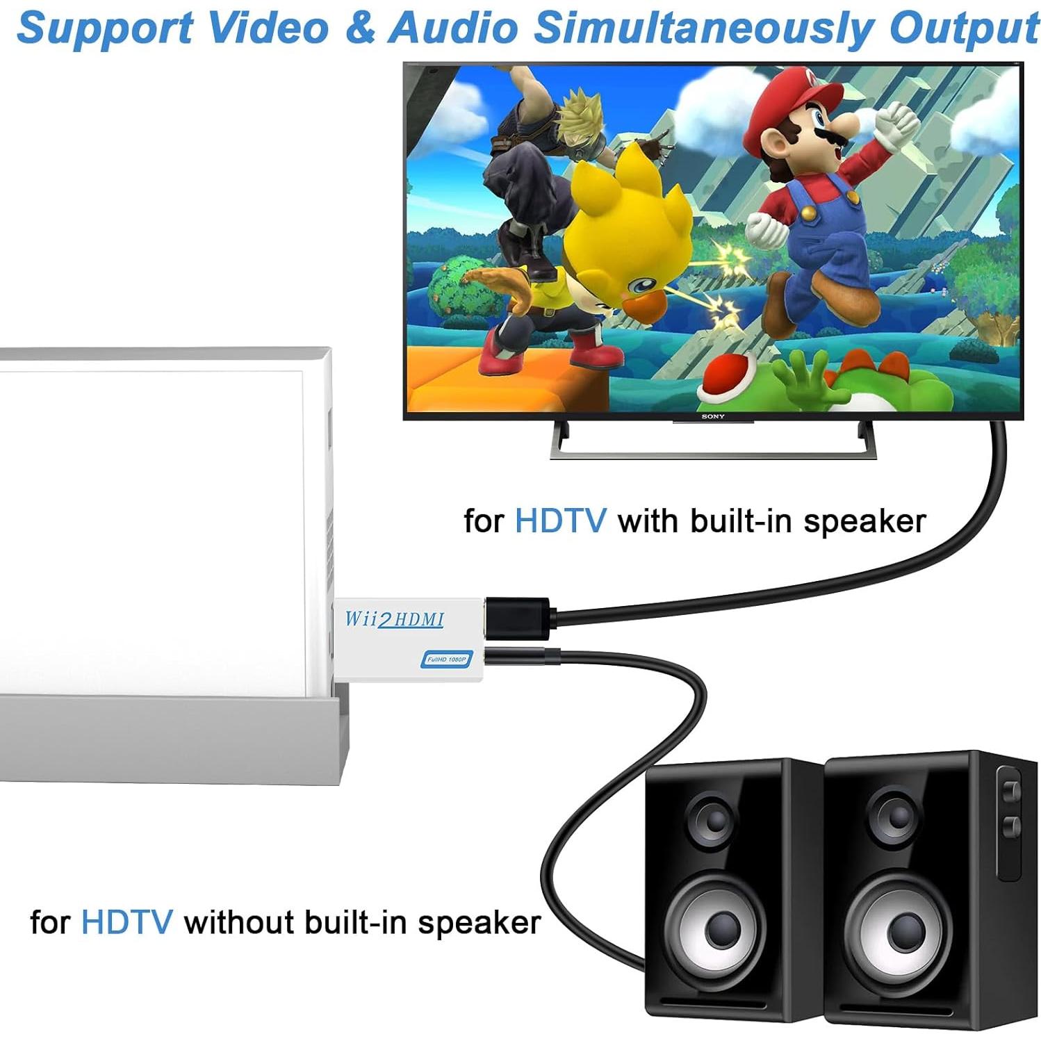 Adaptador HDMI Herfair para Wii y Wii U 1080P con Audio 3.5mm