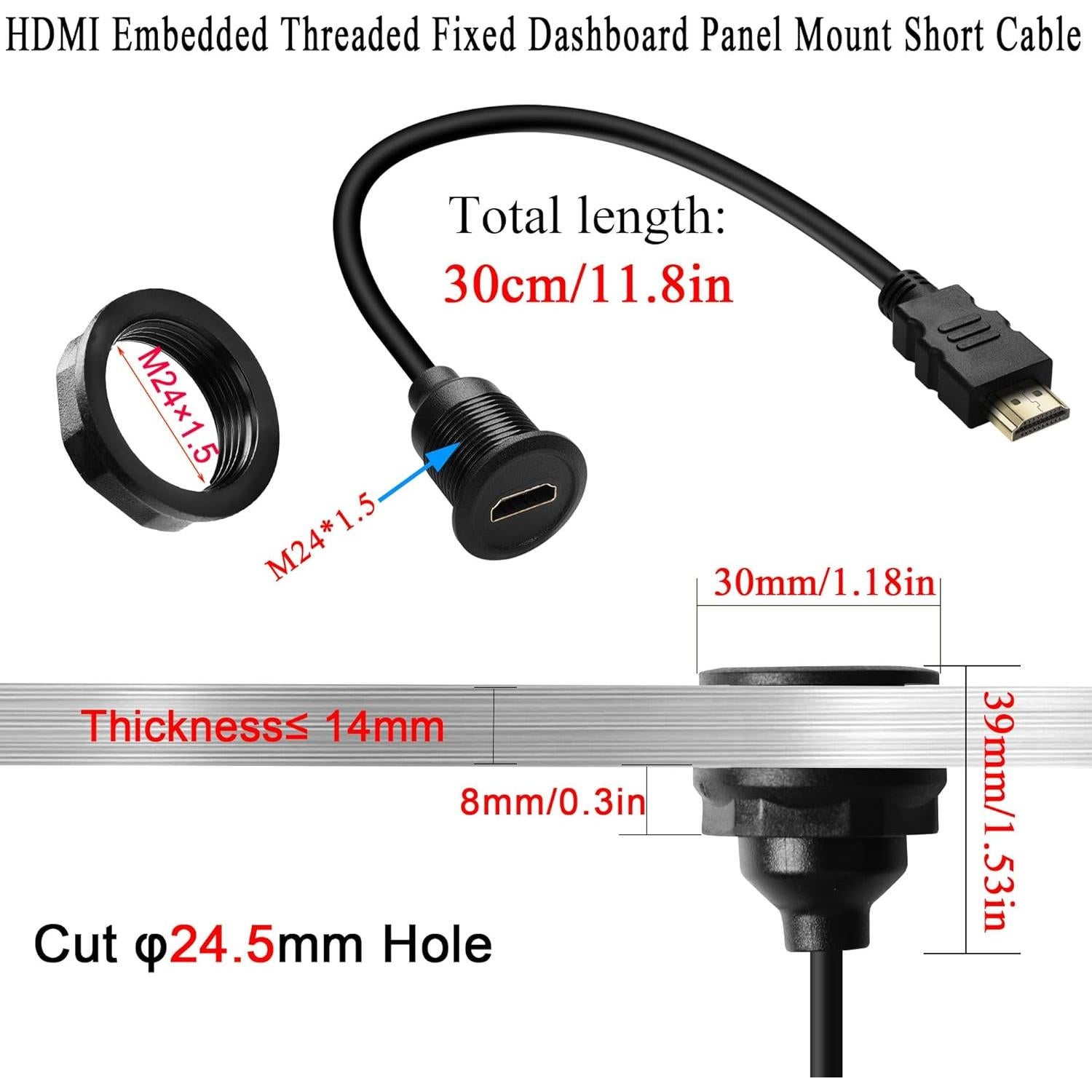 Adaptador HDMI 1.4 QIANRENON Empotrado 1080P 30cm