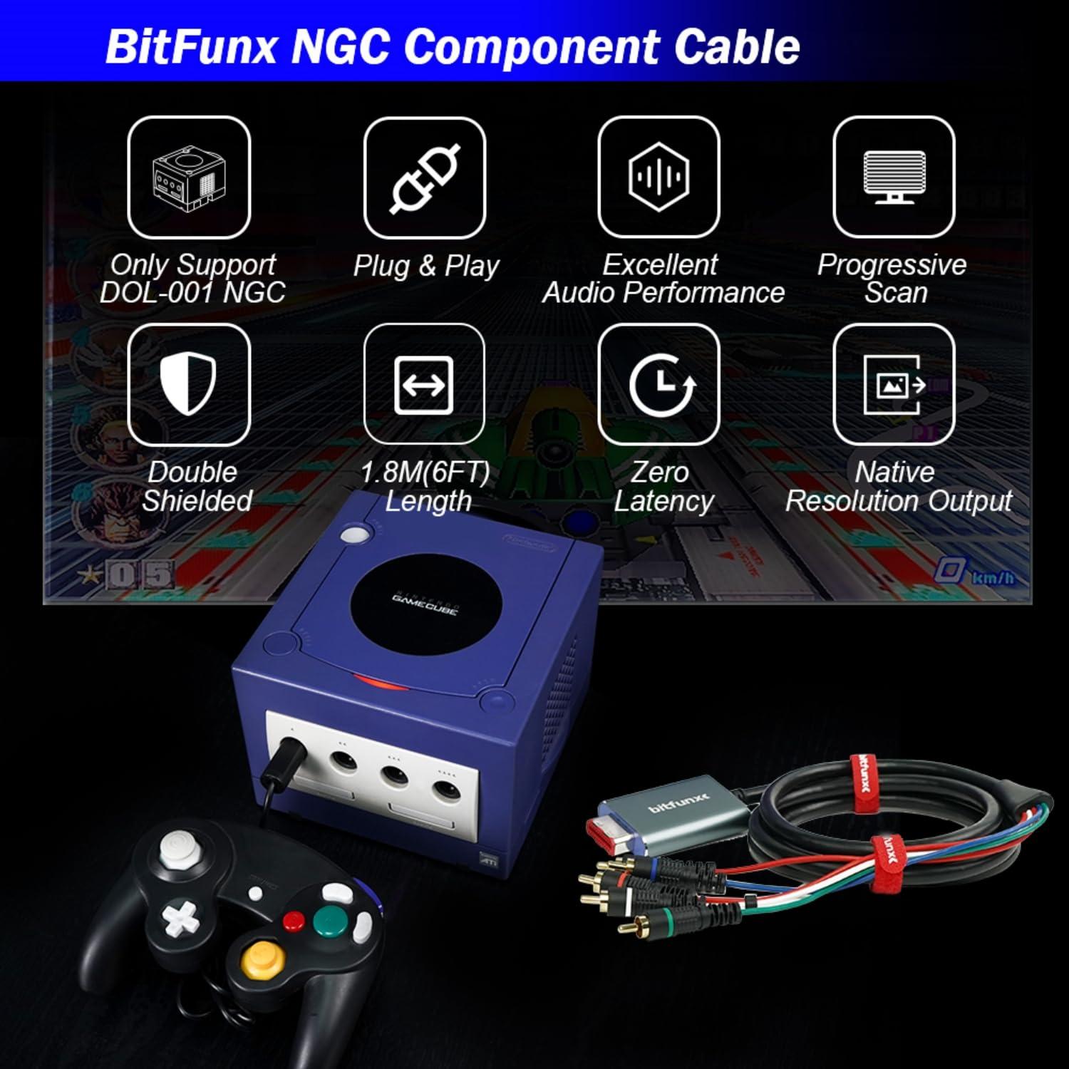 Adaptador de Video Componente BITFUNX para GameCube NGC 1.8m