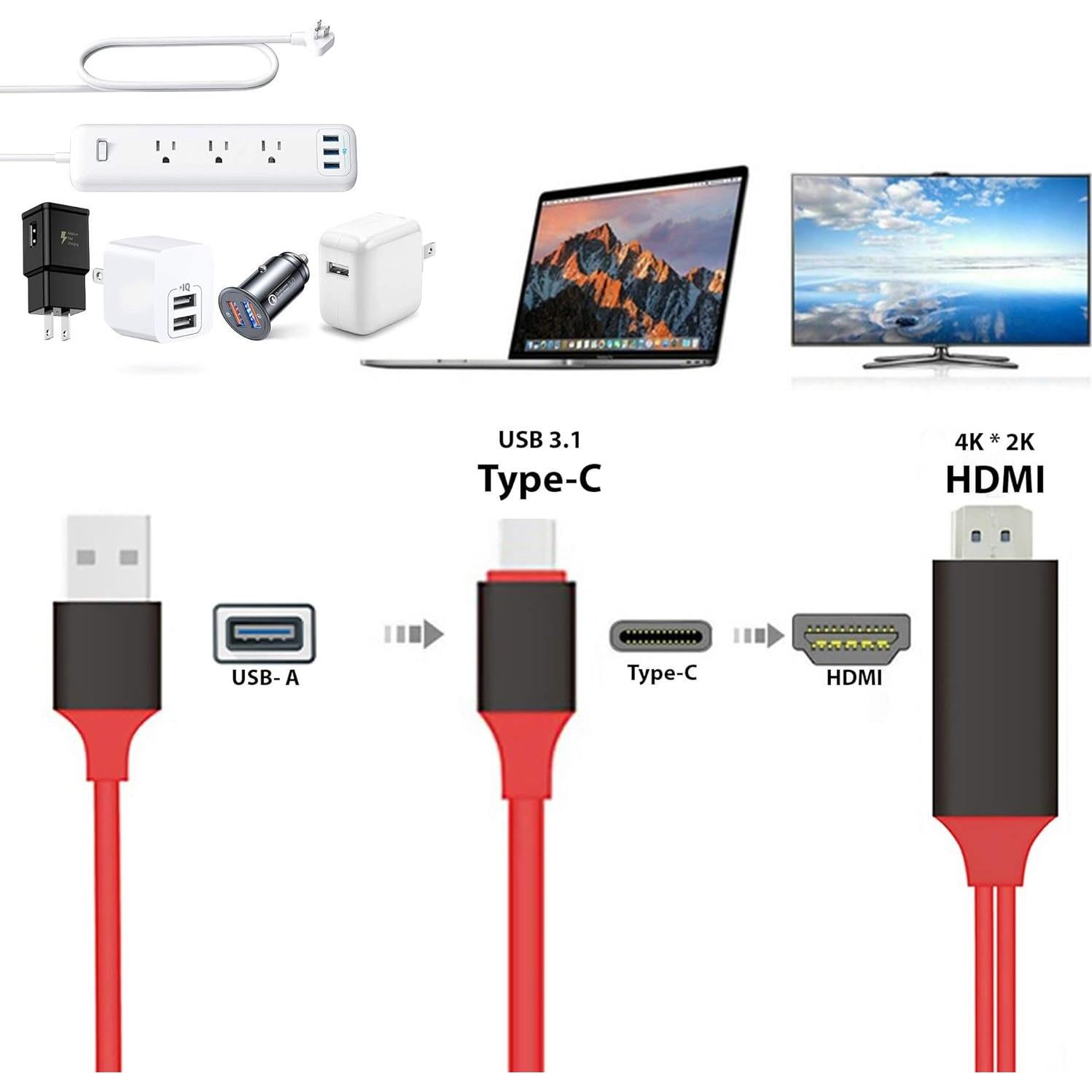 Cable HDMI USB-C 4K Works 2m para DJI Osmo Pocket