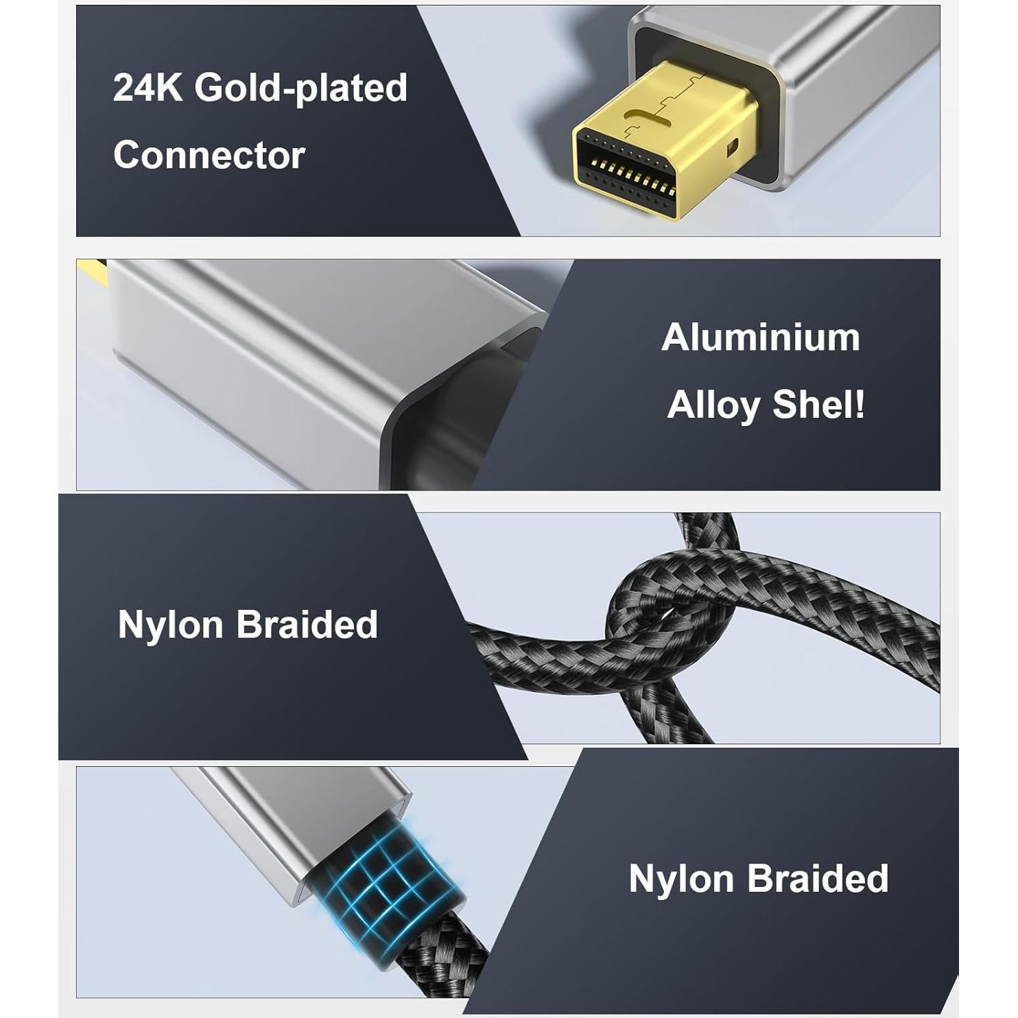 Adaptador Mini DisplayPort a HDMI y DisplayPort 4K 60Hz THANDBLE