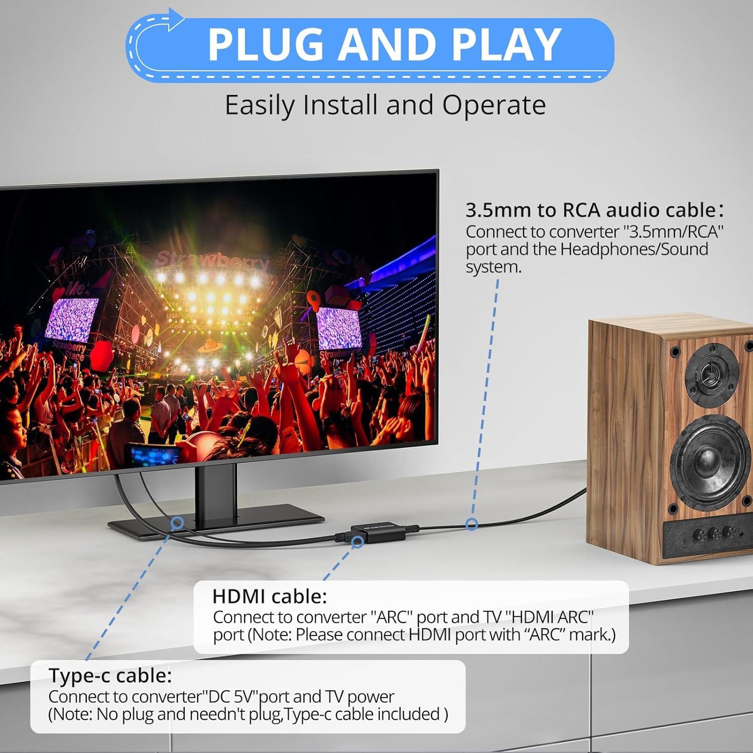 Convertidor de Audio CAMWAY ARC a 3.5mm 192KHz para TV