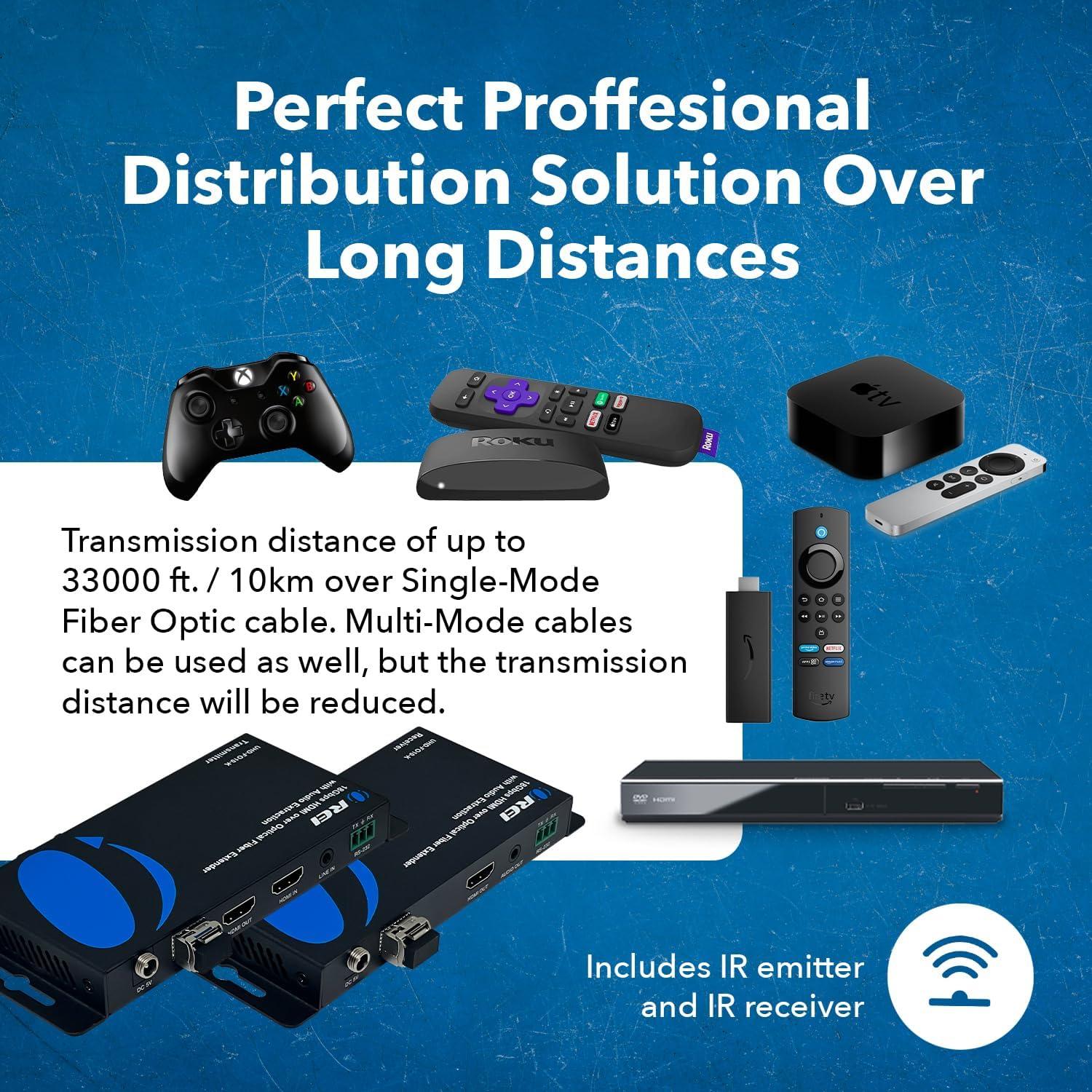 Extensor HDMI 4K OREI UHD-FO10-K hasta 10Km con audio IR