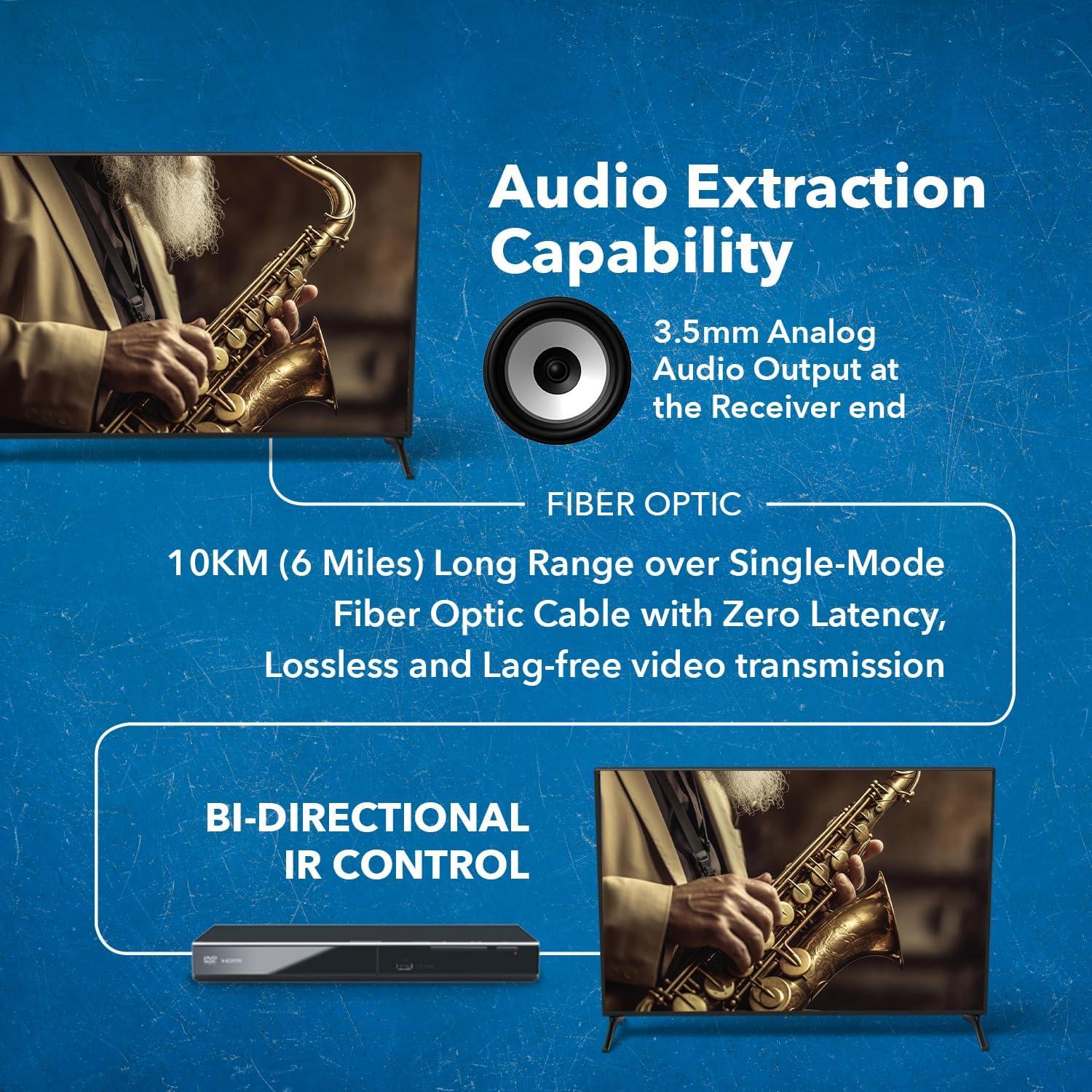 Extensor HDMI 4K OREI UHD-FO10-K hasta 10Km con audio IR