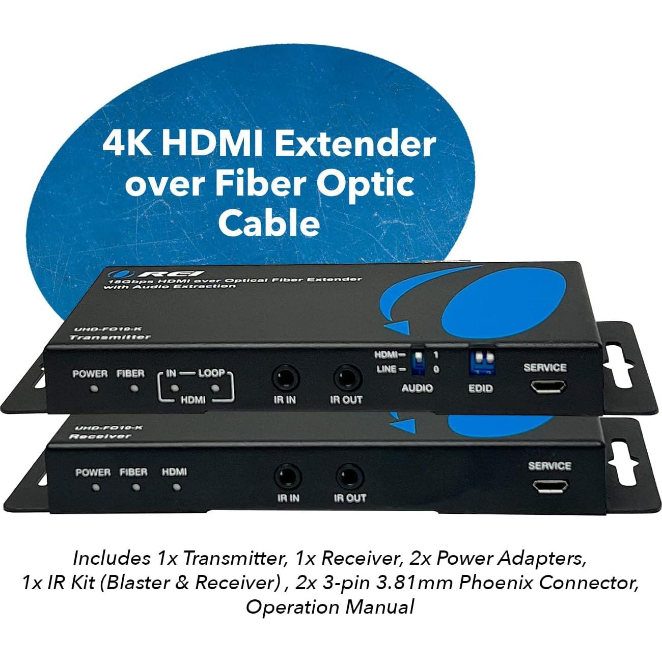 Extensor HDMI 4K OREI UHD-FO10-K hasta 10Km con audio IR