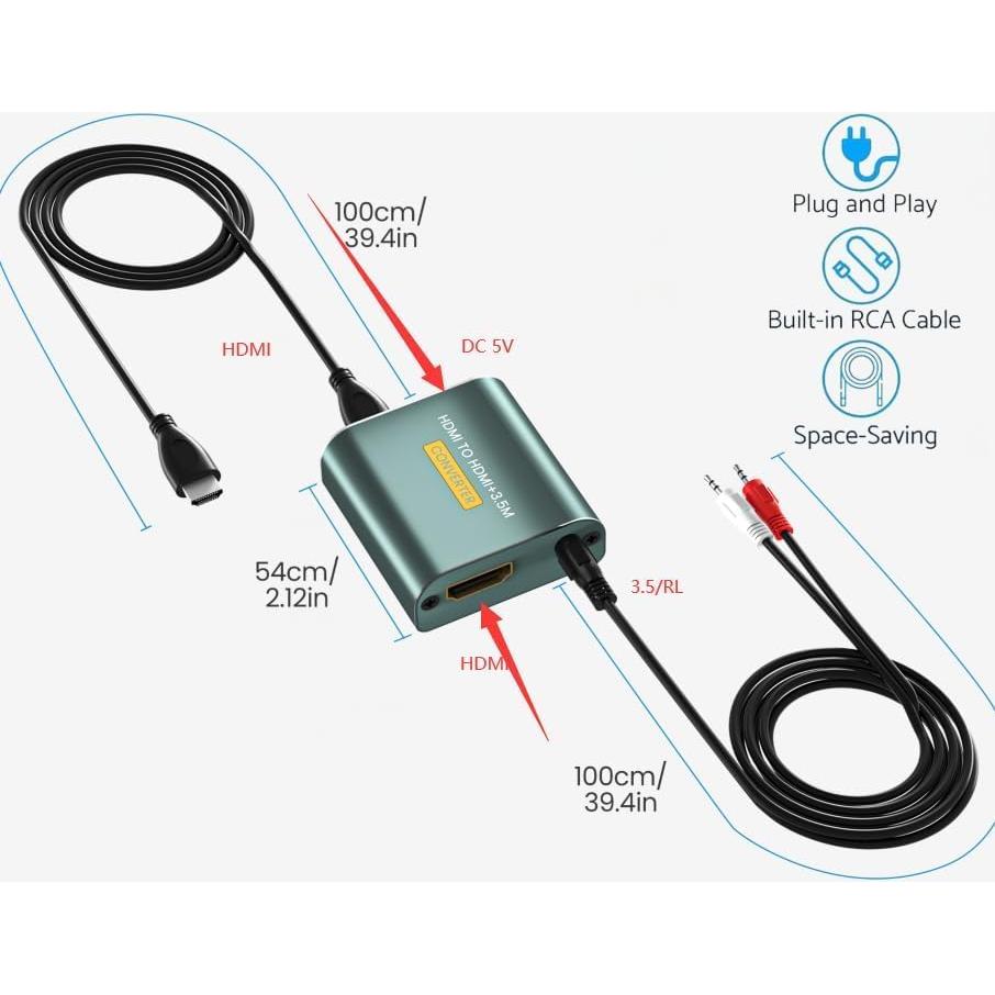 Extractor de Audio HDMI Hdiwousp 4K a 3.5mm Estéreo