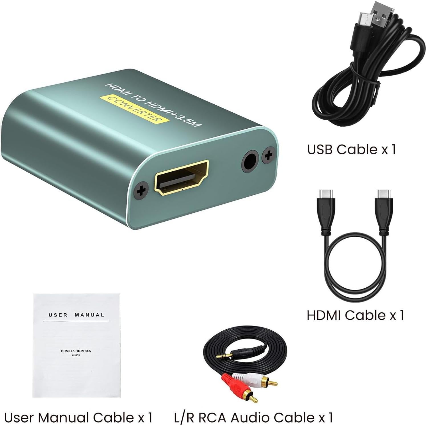 Extractor de Audio HDMI Hdiwousp 4K a 3.5mm Estéreo