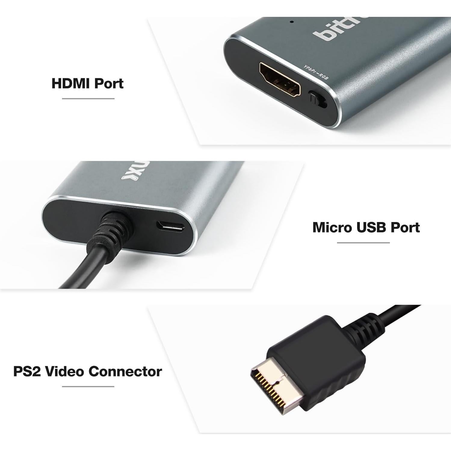 Adaptador HDMI BITFUNX PS2 - RGB y Componente a HDMI