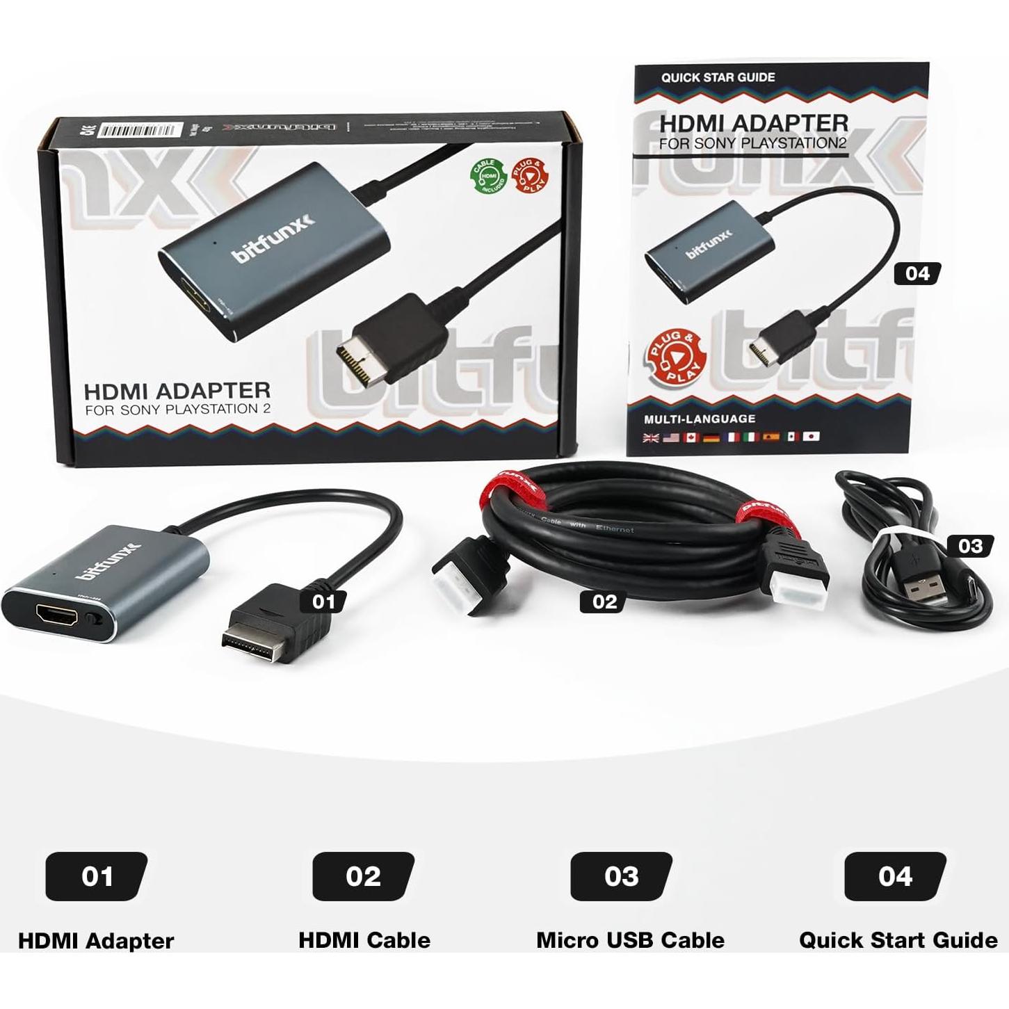 Adaptador HDMI BITFUNX PS2 - RGB y Componente a HDMI