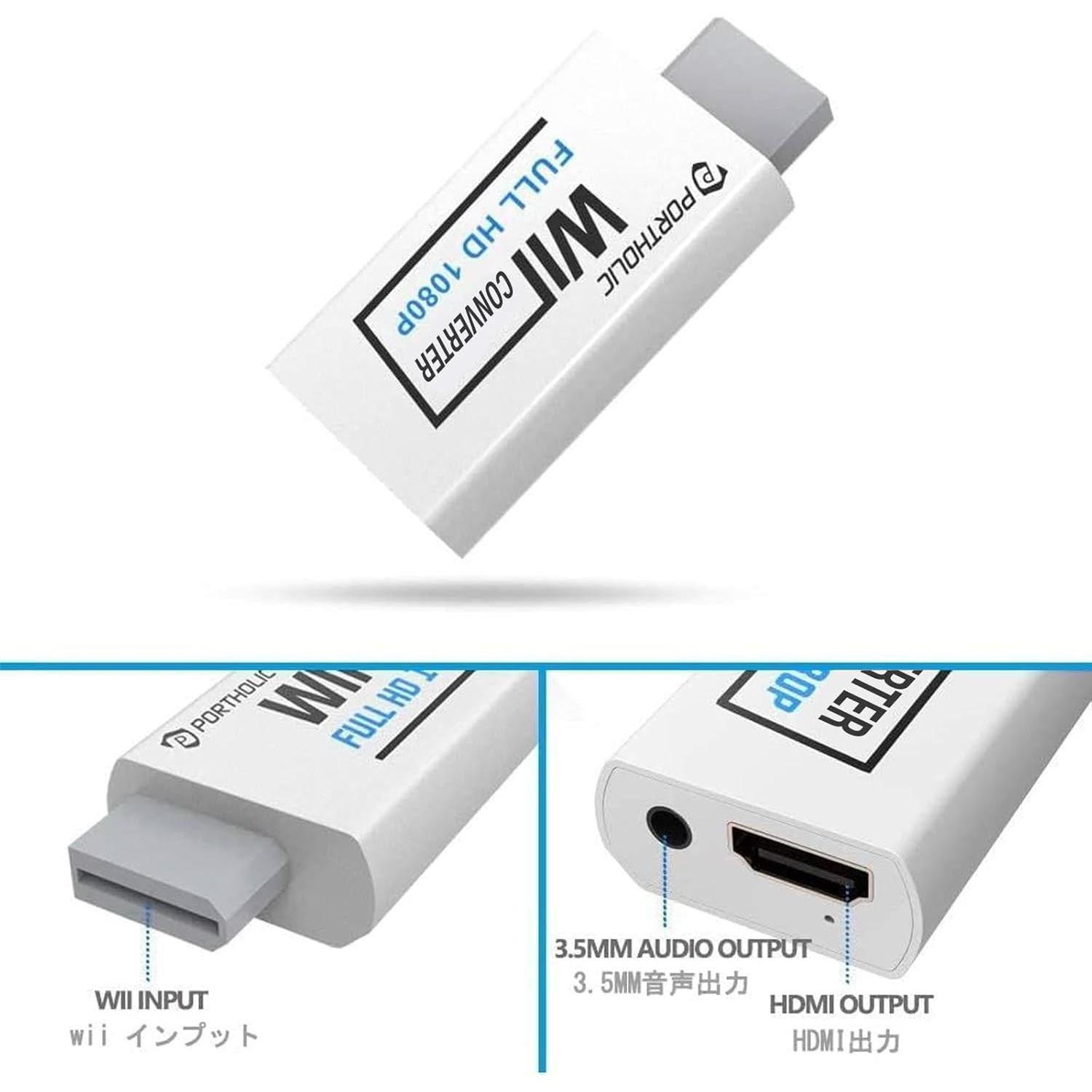 Adaptador Wii a HDMI PORTHOLIC 1080P con jack 3.5mm
