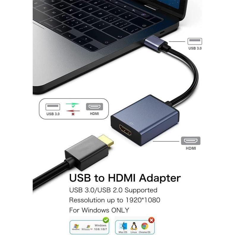 Adaptador USB a HDMI KLOMIER para Múltiples Monitores