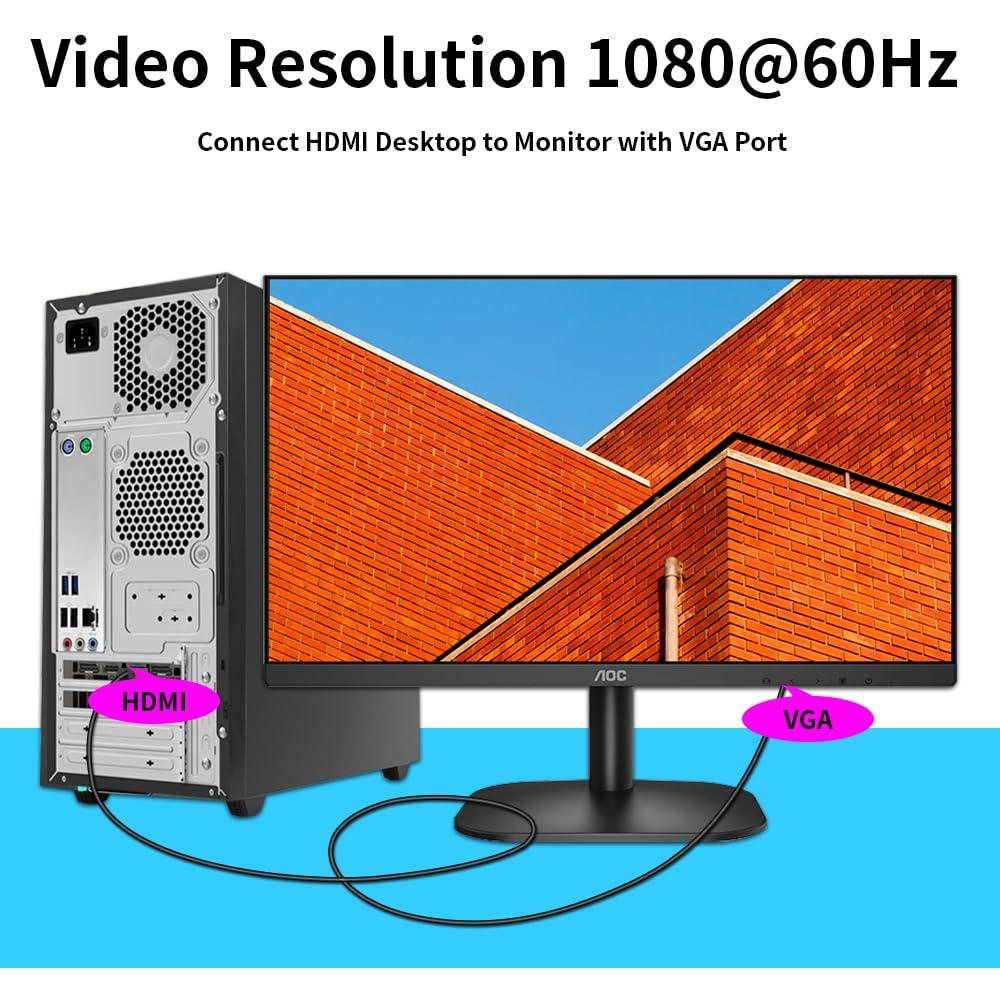 Cable HDMI a VGA Kirzi 1.52m Unidireccional Alta Calidad