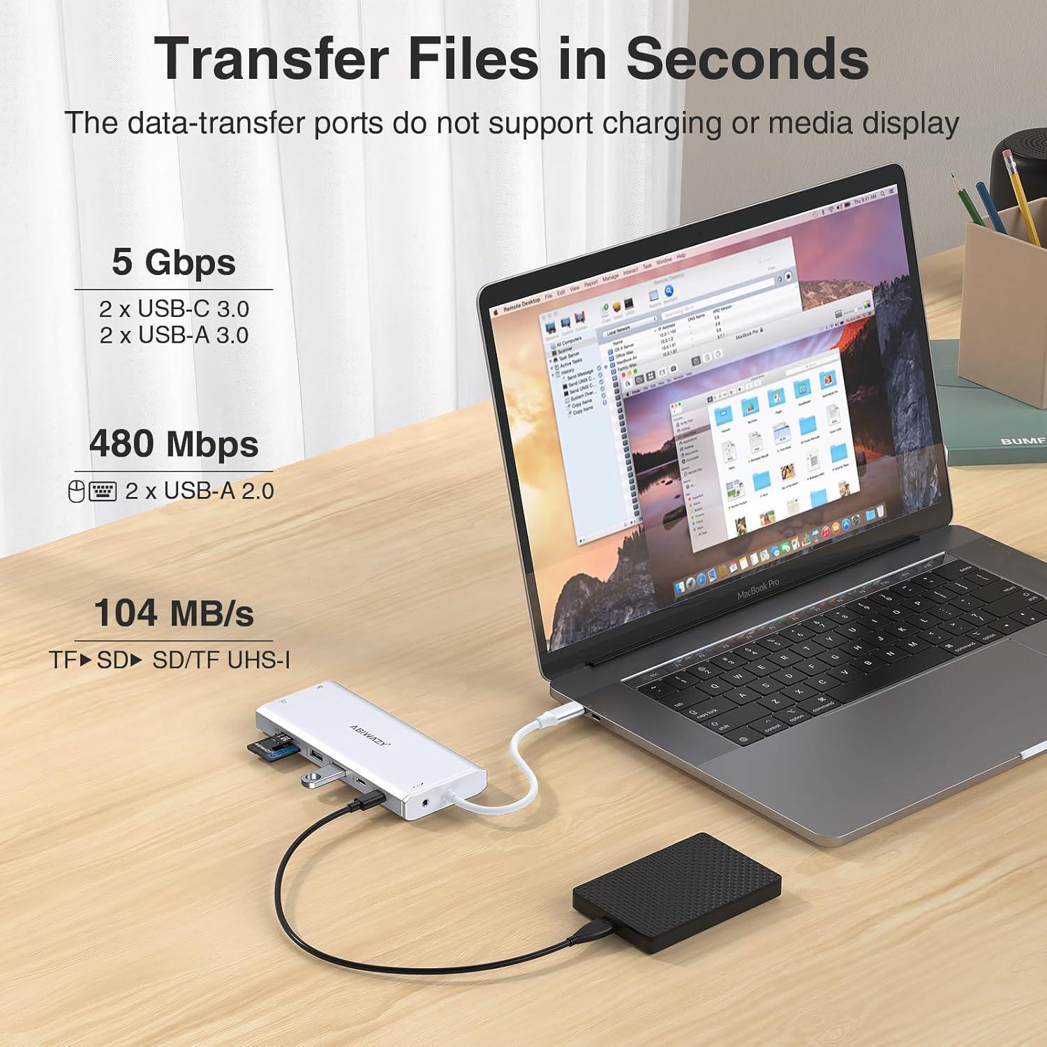 Estación de Acoplamiento USB-C 14 en 1 ABIWAZY Plata