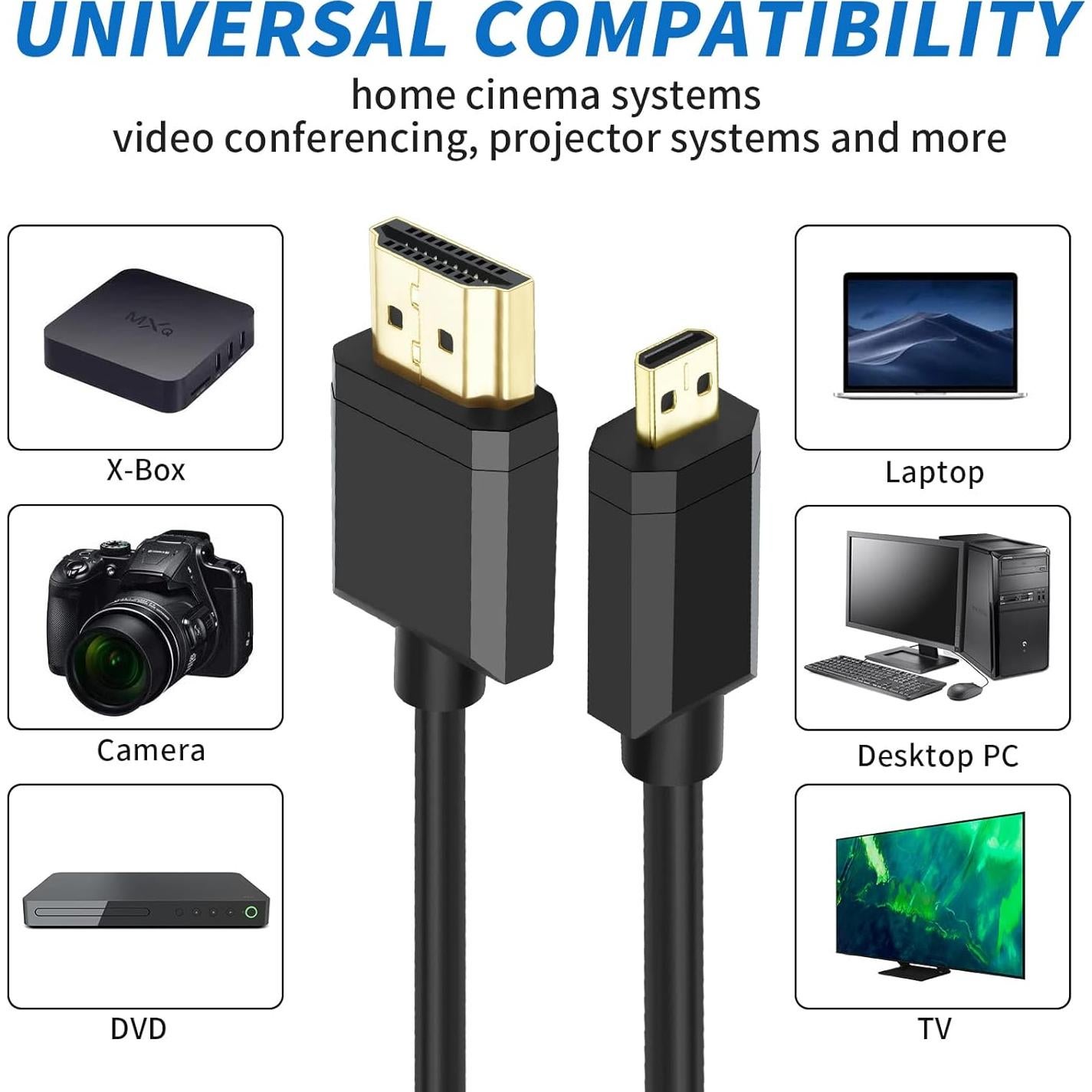 Cable Micro HDMI a HDMI 2.1 8K 3M Fujiaxun Ultra Alta Velocidad