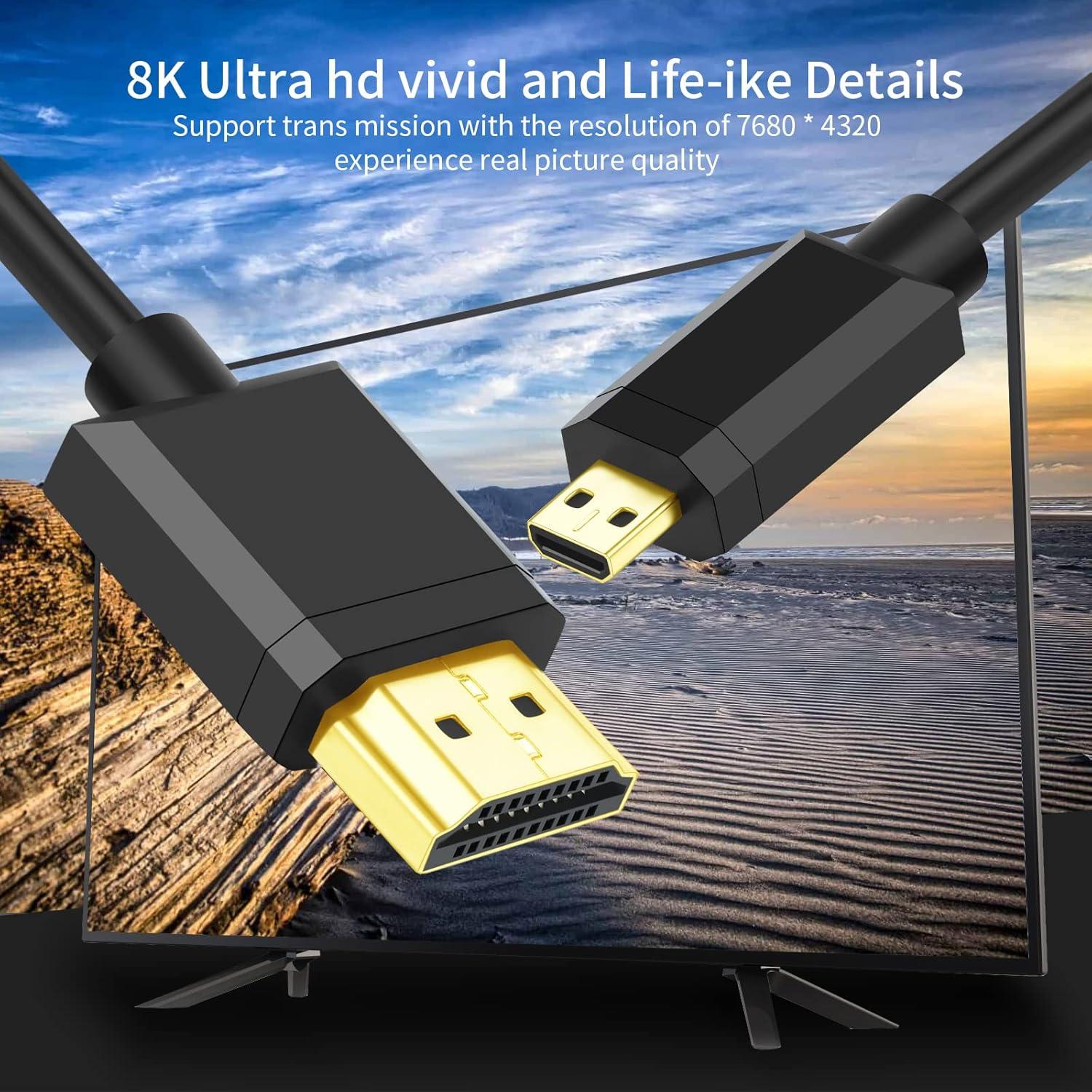 Cable Micro HDMI a HDMI 2.1 8K 3M Fujiaxun Ultra Alta Velocidad
