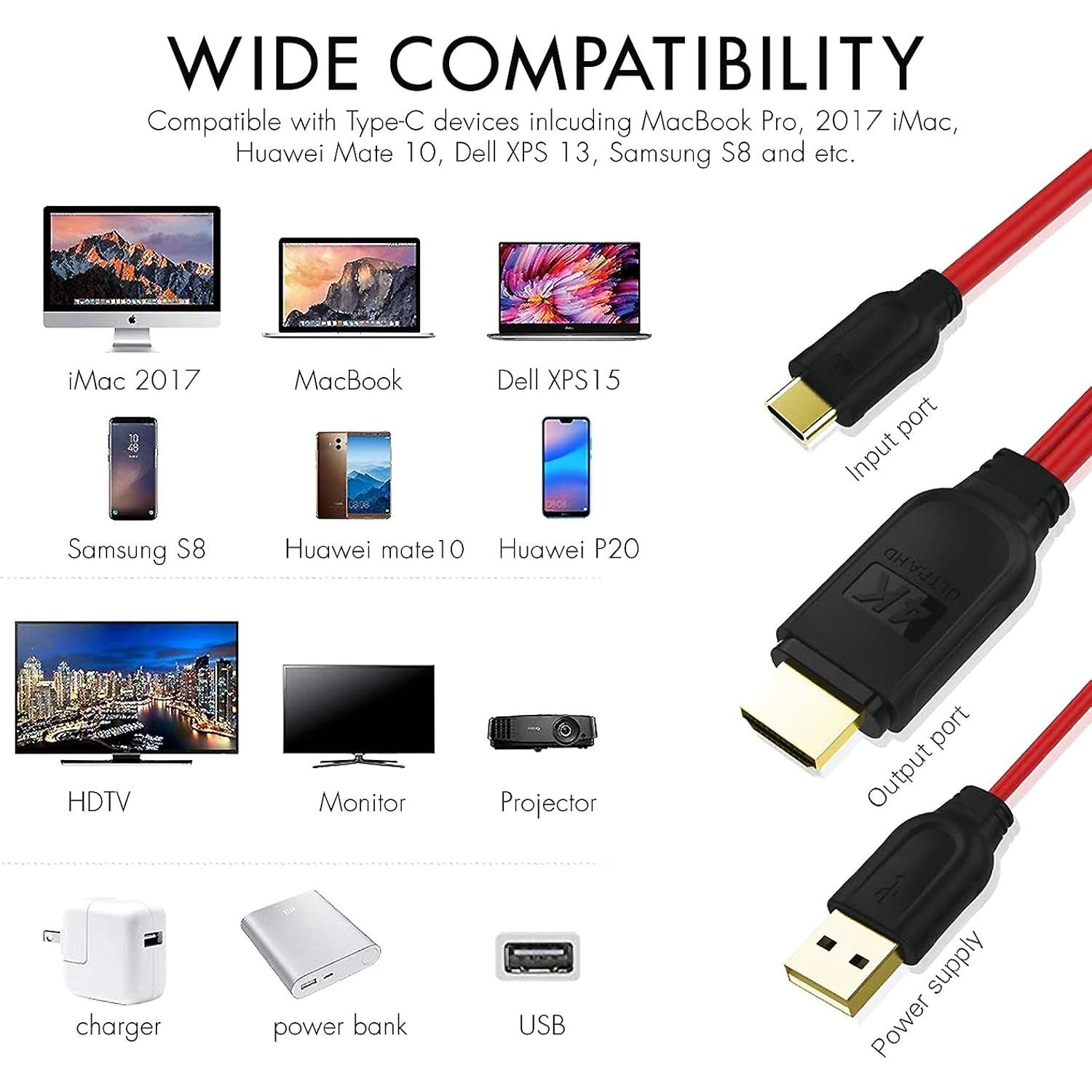 Adaptador Kkf USB Tipo C a HDMI 4K Aluminio Portátil