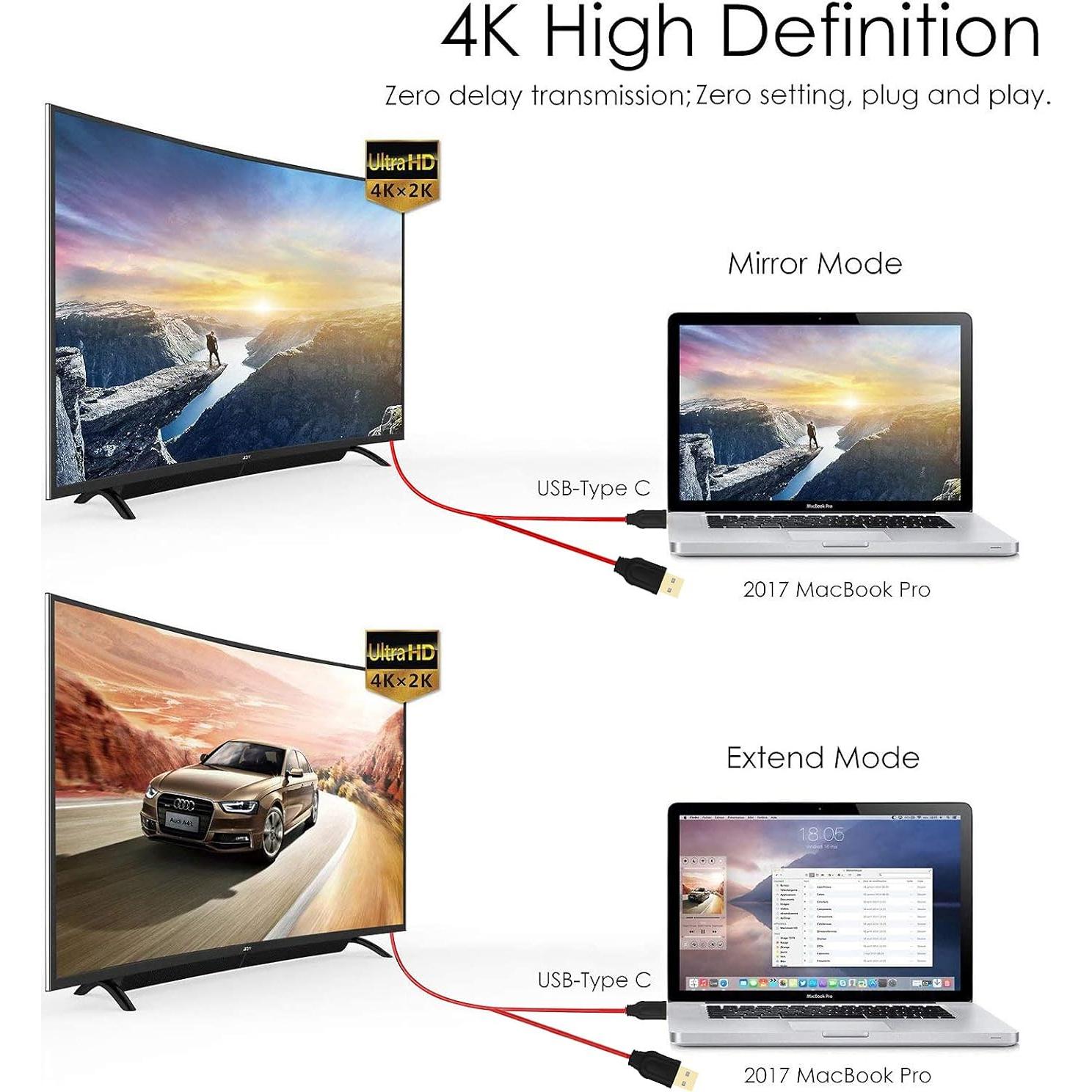 Adaptador Kkf USB Tipo C a HDMI 4K Aluminio Portátil