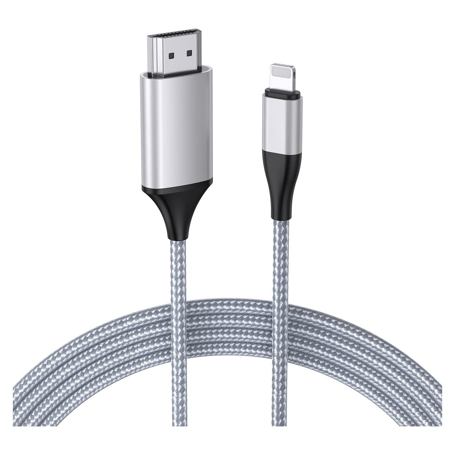 Cable HDMI 4m JUCONU para iPhone iPad 1080P Plata
