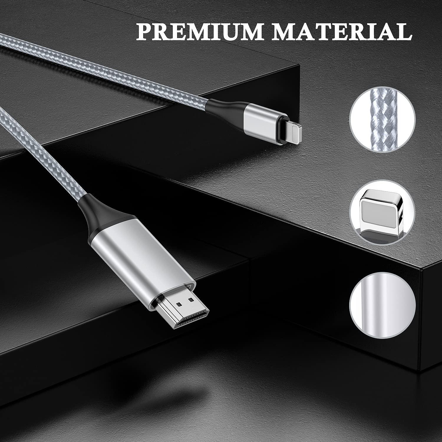 Cable HDMI 4m JUCONU para iPhone iPad 1080P Plata
